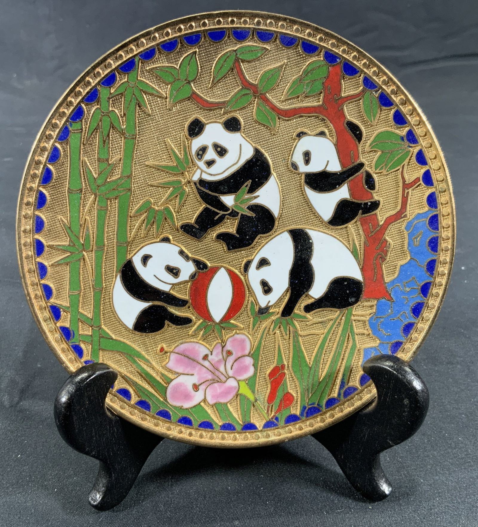 Chinese Decorative Cloisonne Panda Display Plate (1 of 7)