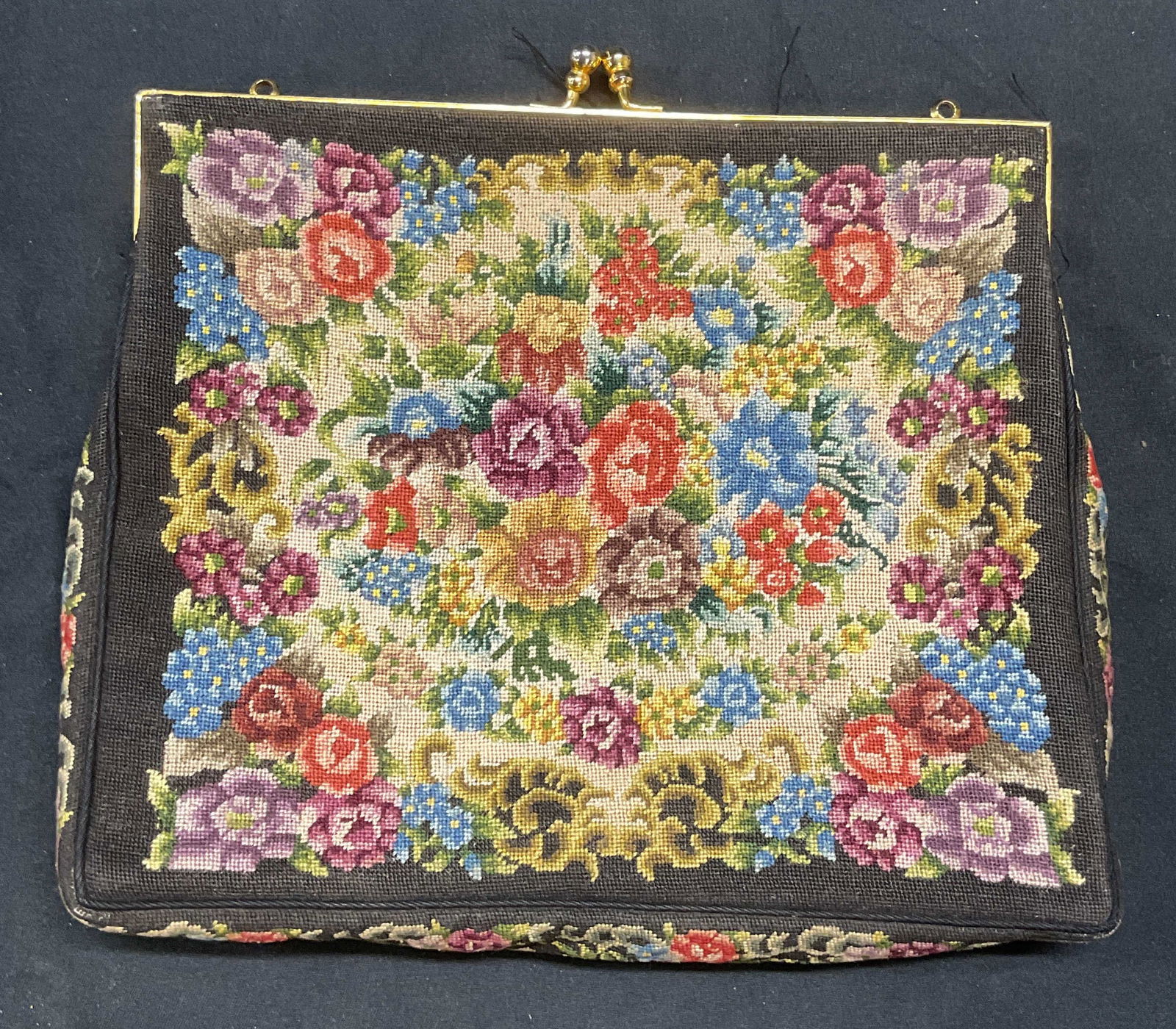 Vintage Needlepoint Floral Handbag (1 of 7)