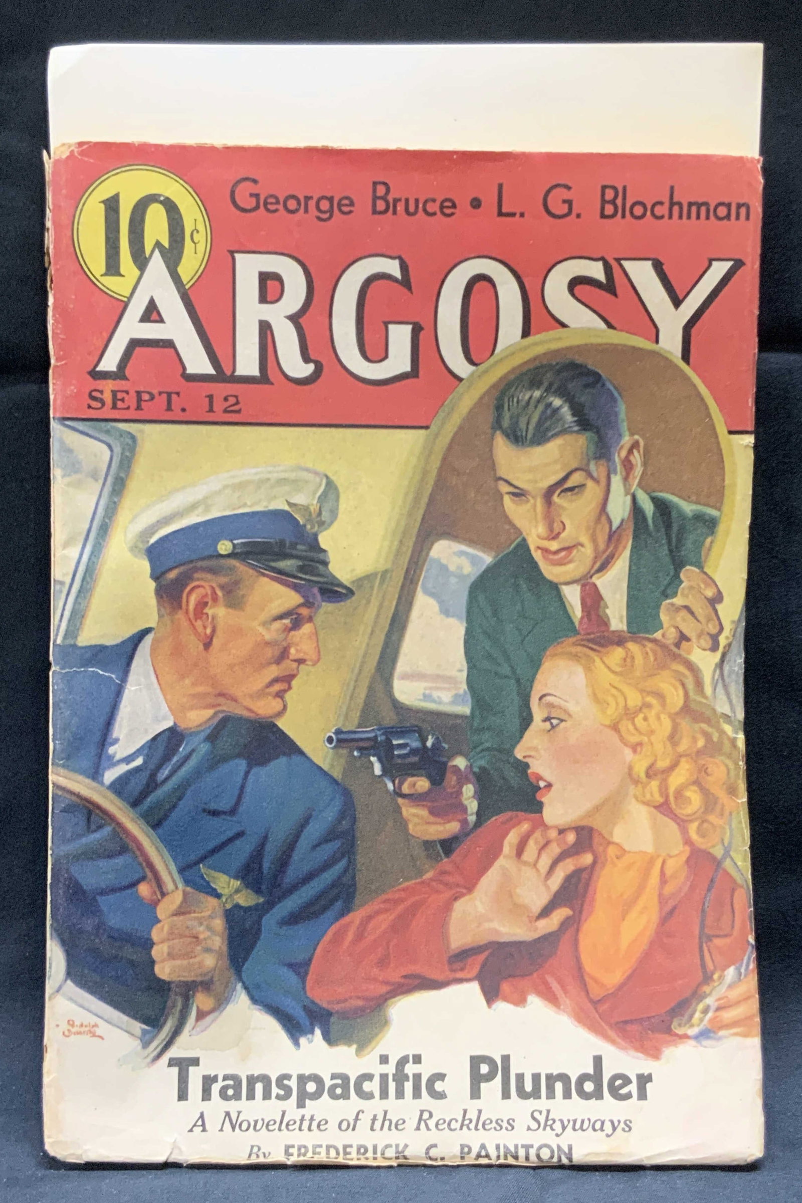 Argosy Transpacific Plunder Novelette Comic 1936: Argosy Transpacific Plunder by Frederick C. Painton. Published by The Frank A. Munsey Company, 1936. Contains some illustrations. Measures approx. 10 x 7 inches. Wear to cover, pages, and binding cons