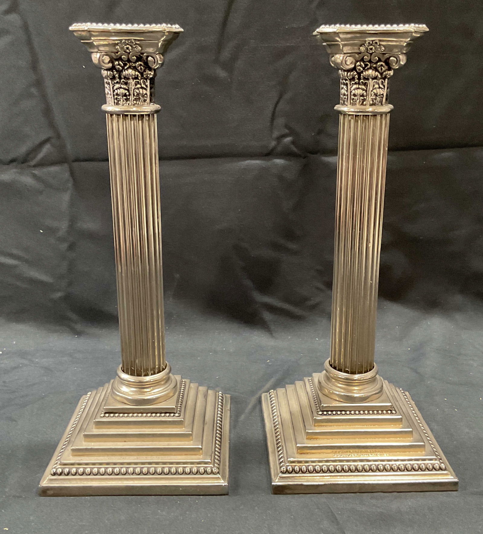 Pair GODINGER Silver Pl Column Candle Holders (1 of 7)
