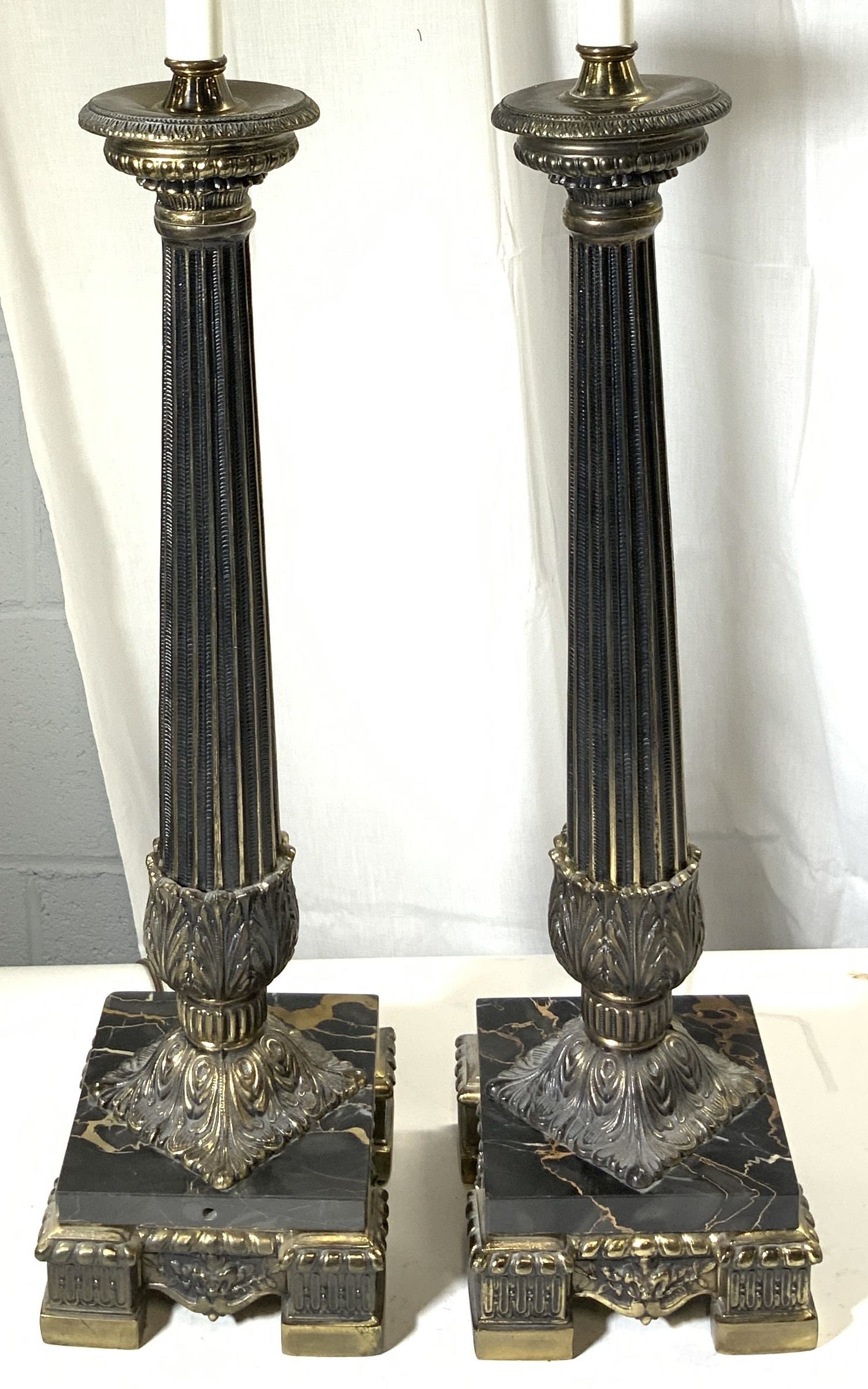 Pair Gilt Metal & Marble Table Lamps (1 of 10)