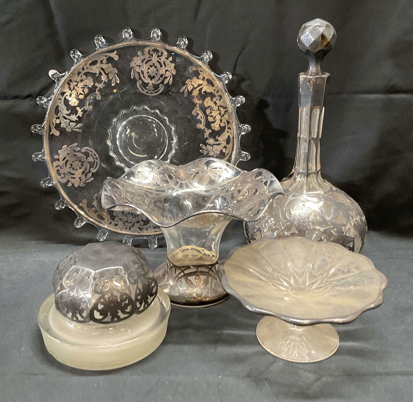 Lot 5 Sterling Silver & Glass Decanter, More (1 of 16)