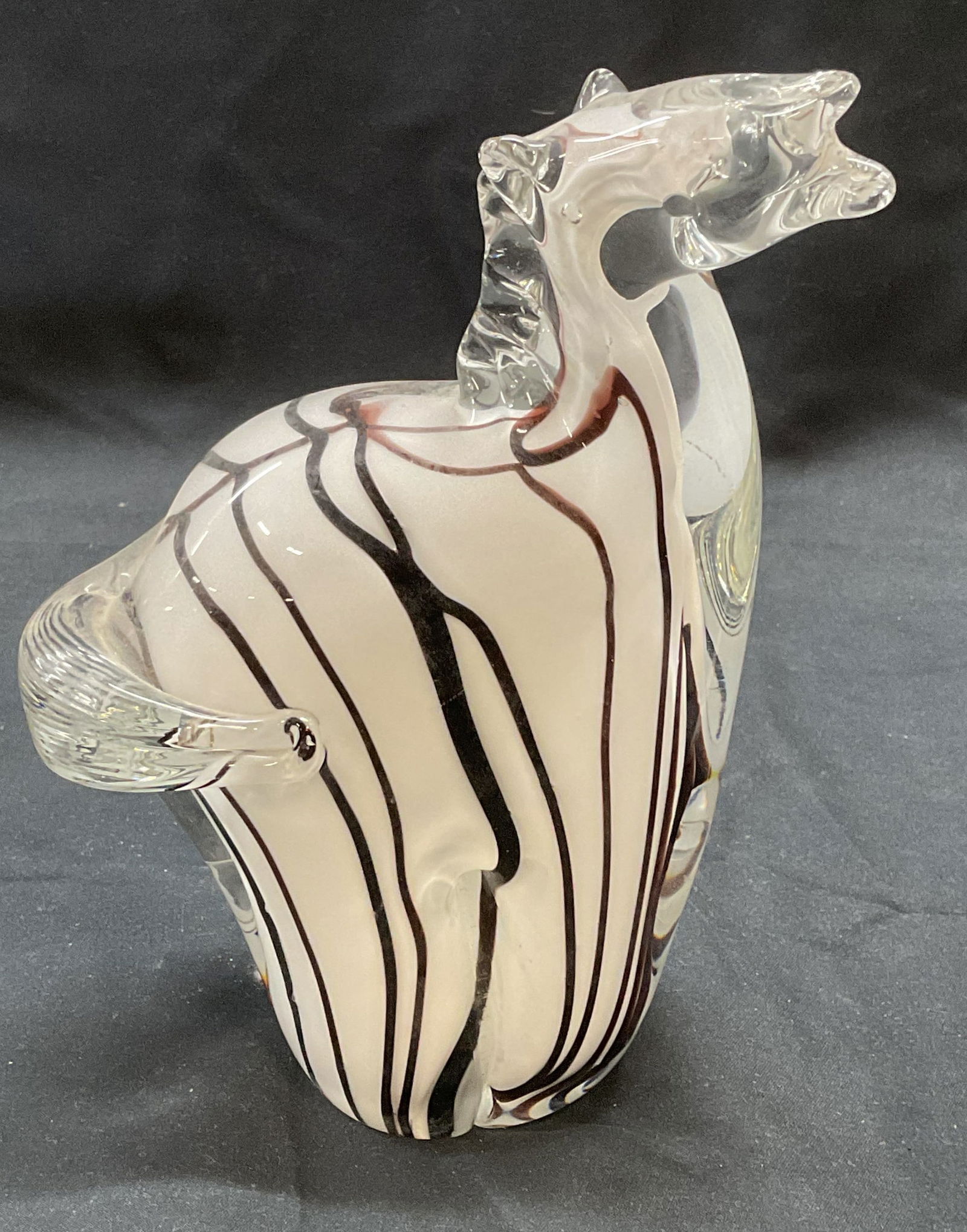 Crystal Clear White & Black Stripe Horse Figural (1 of 6)