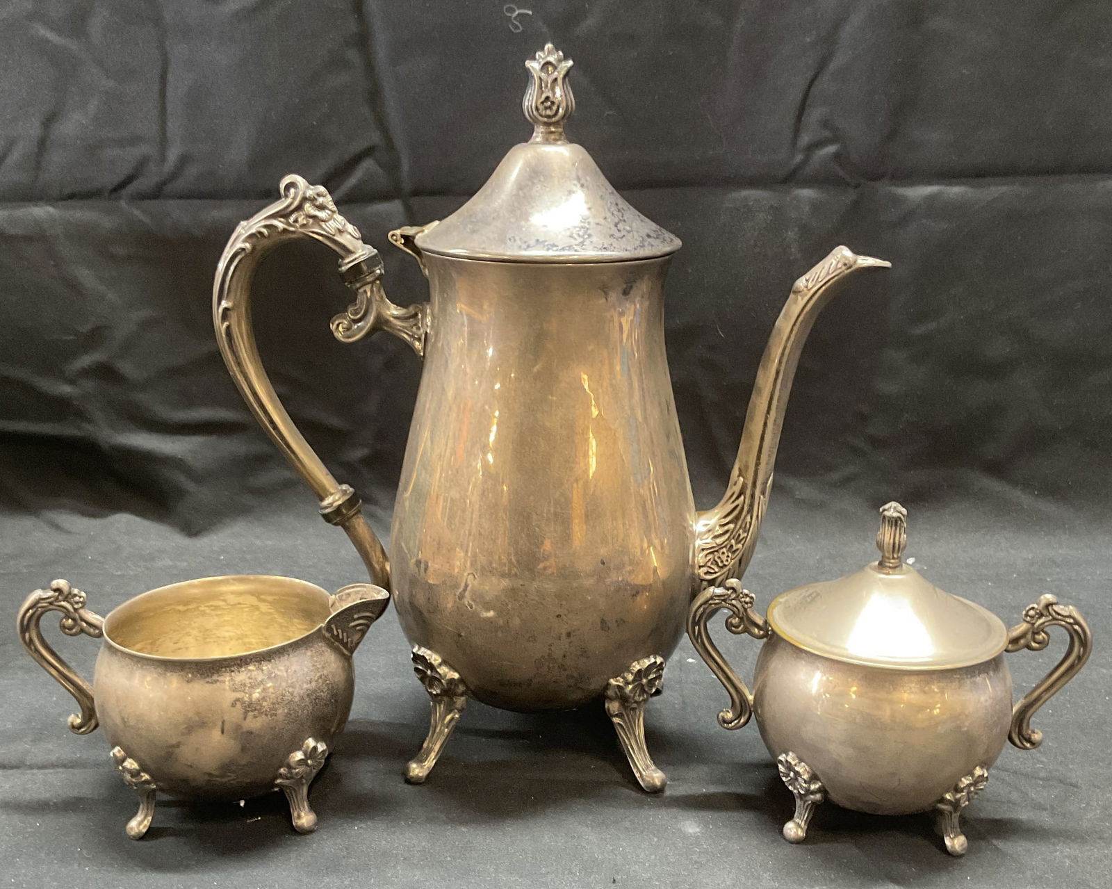 Lot 3 Leonard Silver Pl Coffee Pot, Creamer, Sugar (1 of 12)