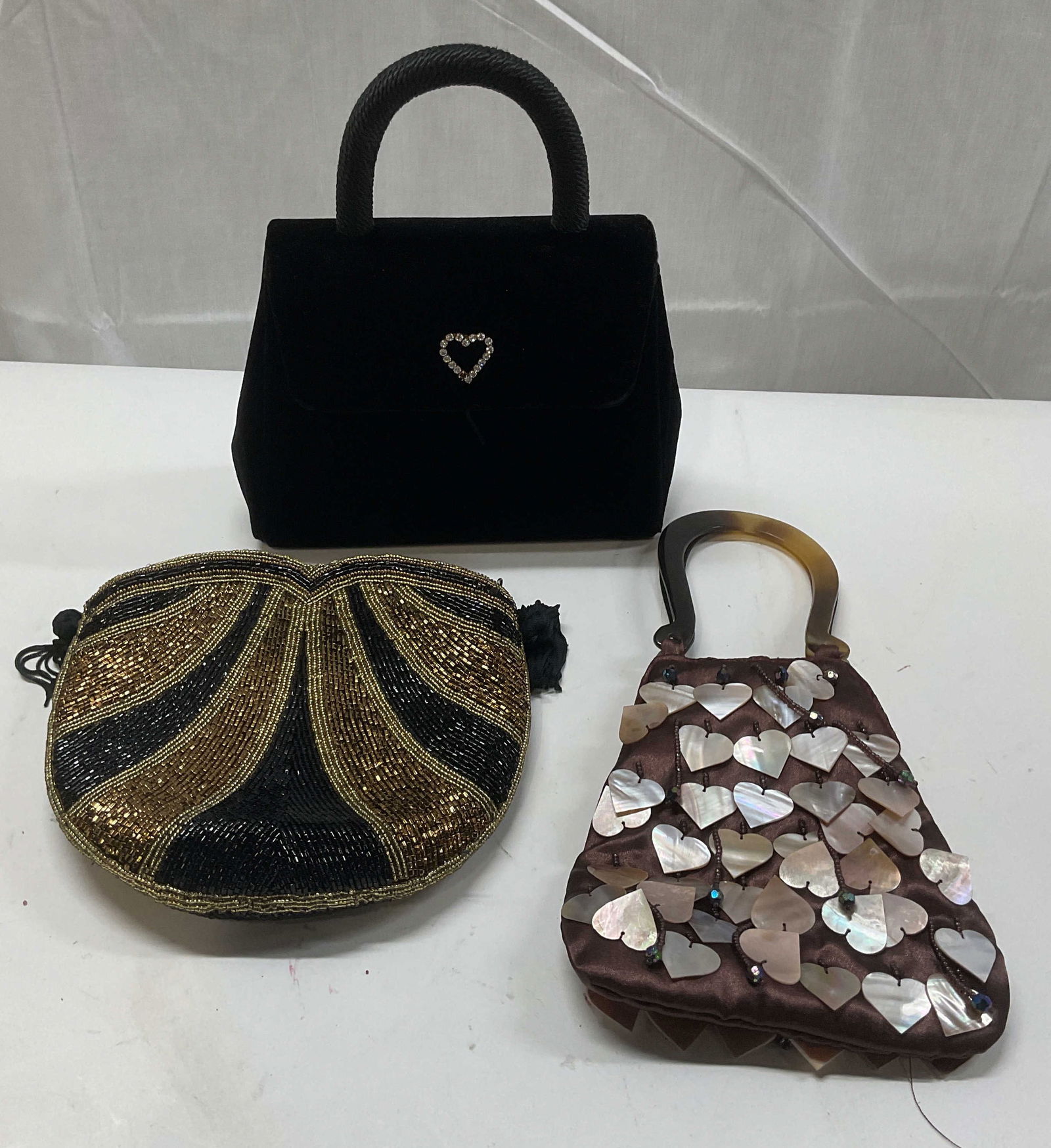 Lot 3 Black Velvet and Beaded Handbags (1 of 10)