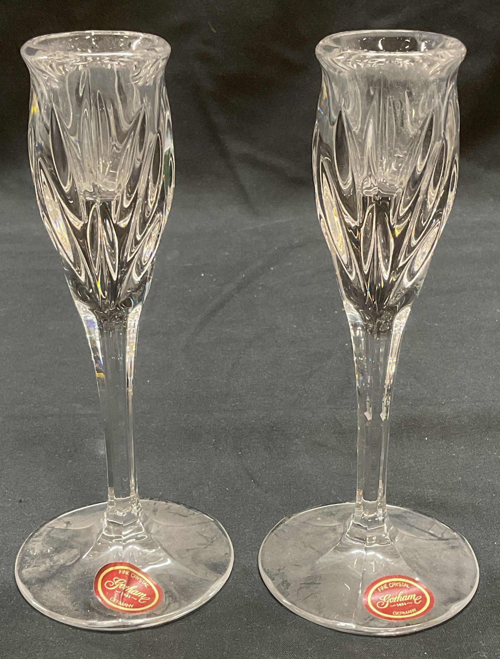 Pair GORHAM Fine Crystal Candle Holders Germany (1 of 6)
