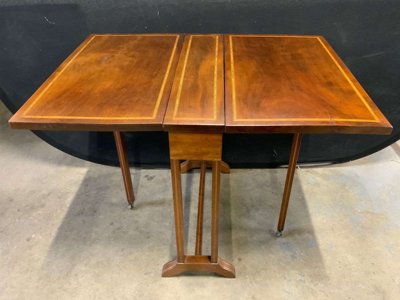 Vintage Inlaid Wooden Drop Leaf Table W/ Drawer (1 of 13)