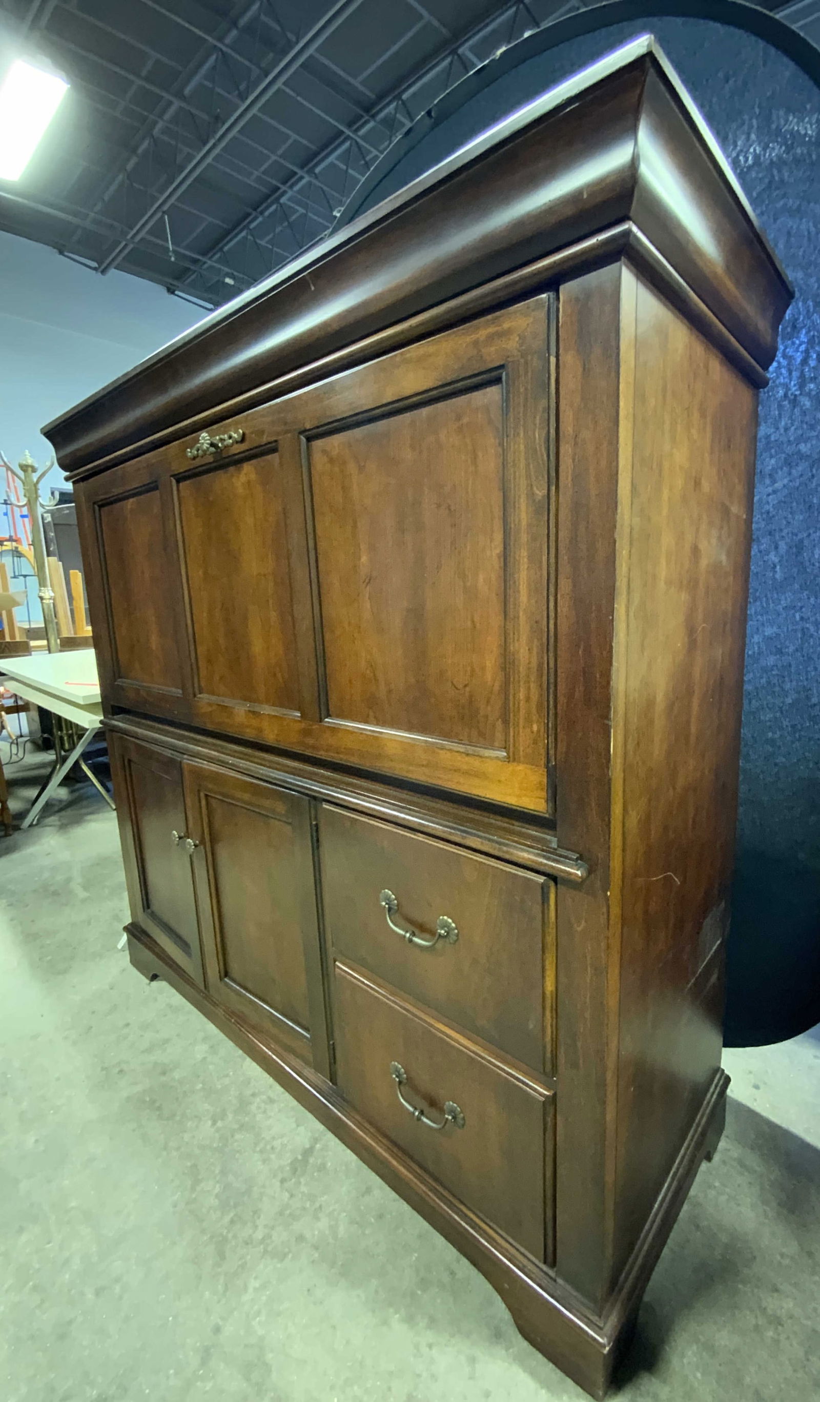 Wooden Drop Front Desk Cabinet (1 of 10)