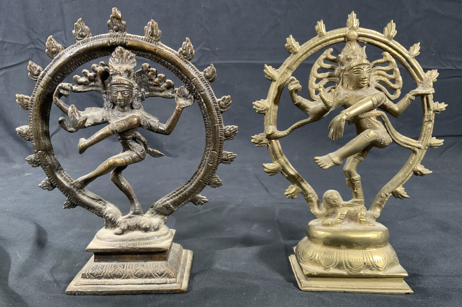 2 Lot Brass Dancing Nataraja Hindu Statues (1 of 8)
