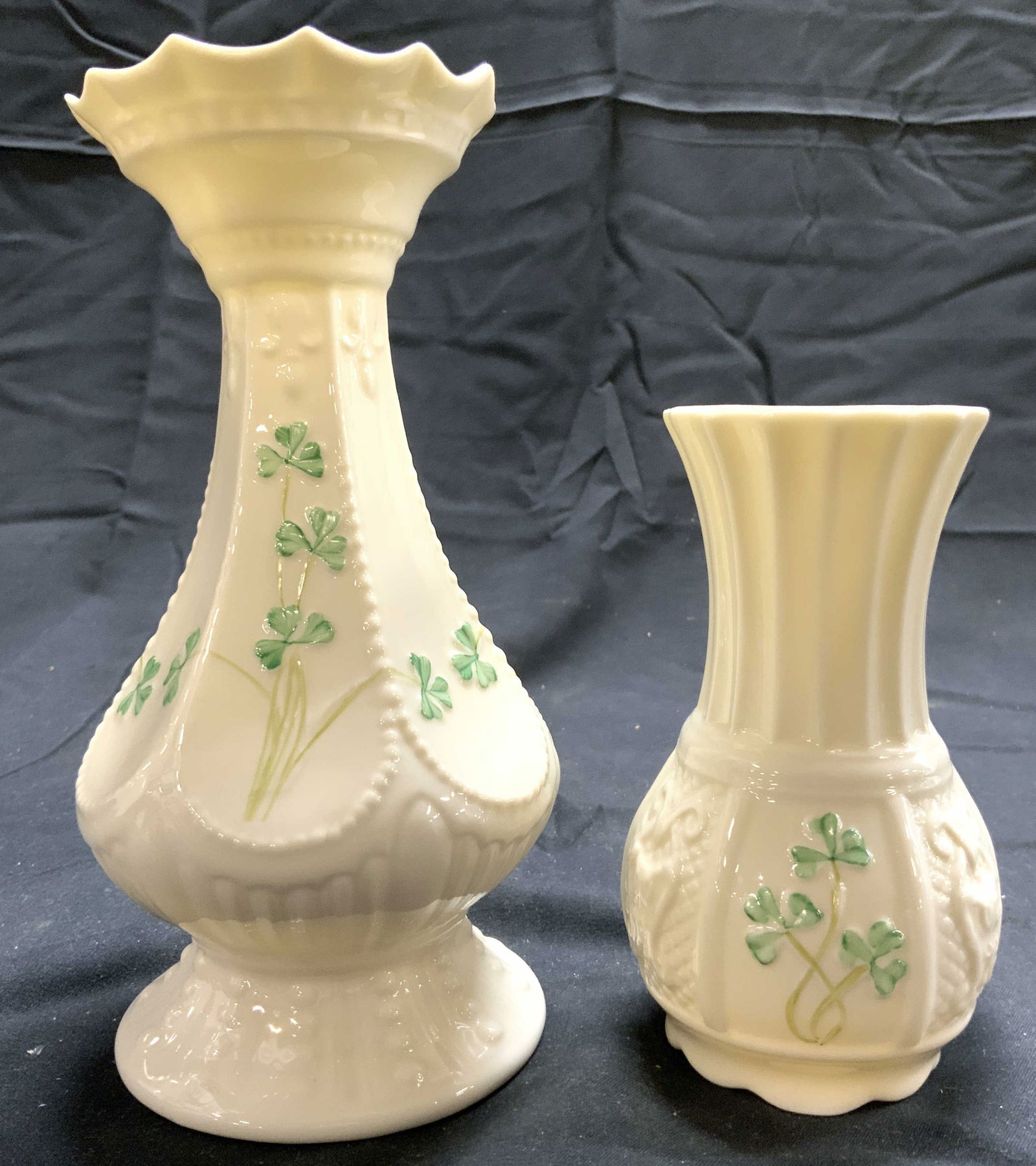 BELLEEK Lot 2 Porcelain Vases IRELAND (1 of 7)