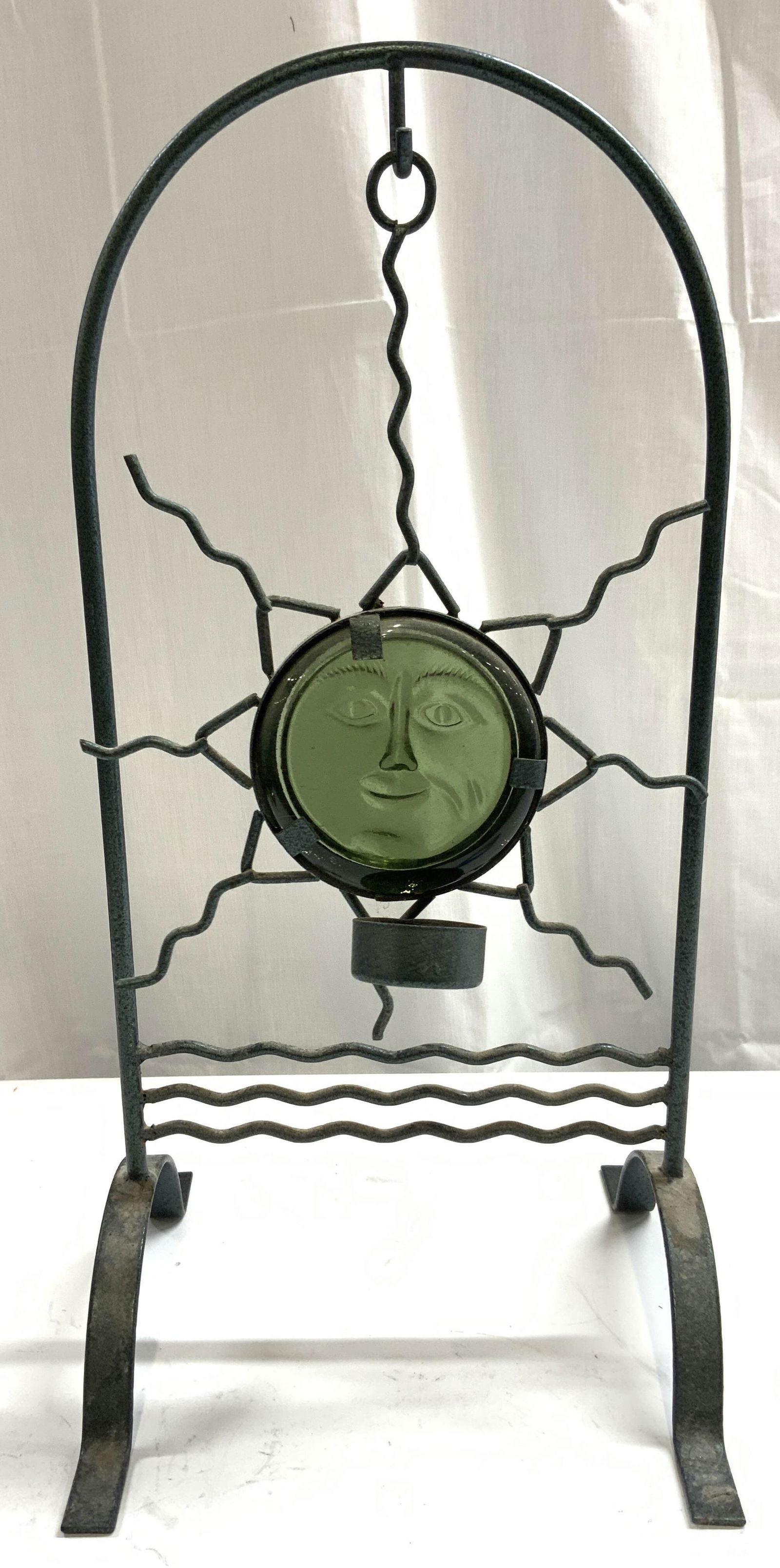 Iron Candle Holder W Glass Sunburst Center (1 of 7)