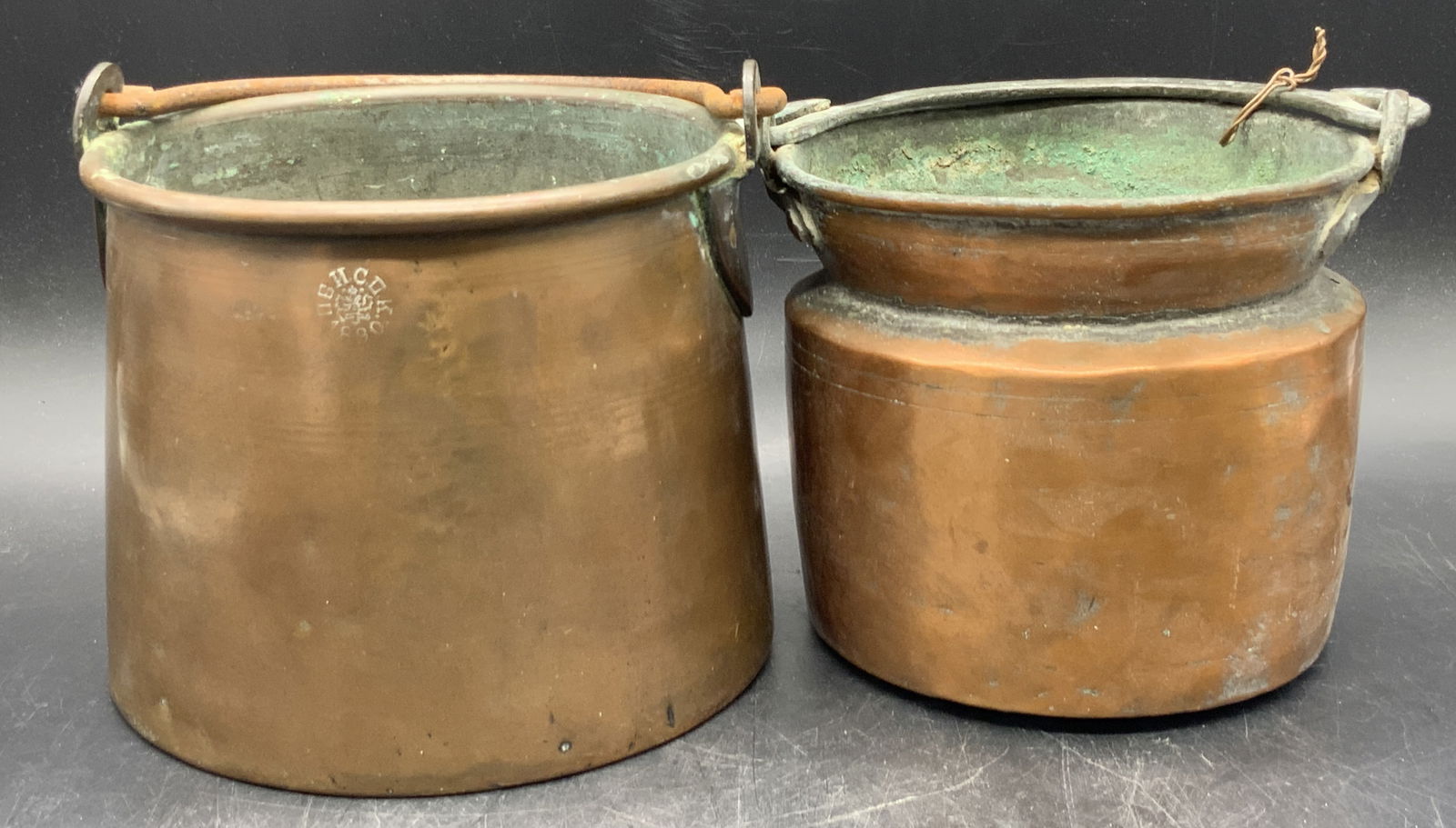 Lot 2 Vintage Top Handle Copper Pots (1 of 9)
