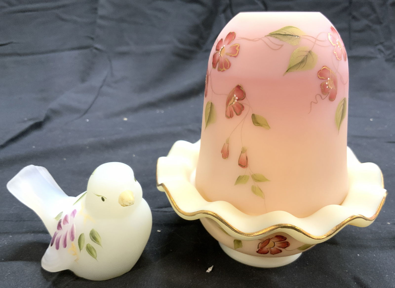 FENTON Lot 2 Fairy Light & Art Glass Bird (1 of 8)