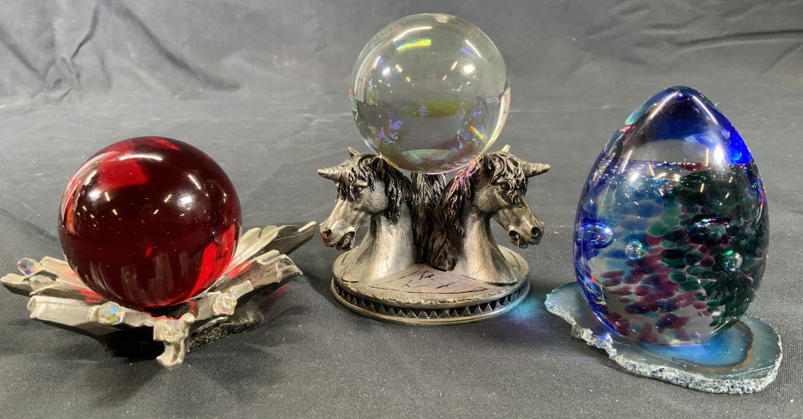 3 Vntg Crystal Balls W Metal Bases Tudor Mint UK + (1 of 12)
