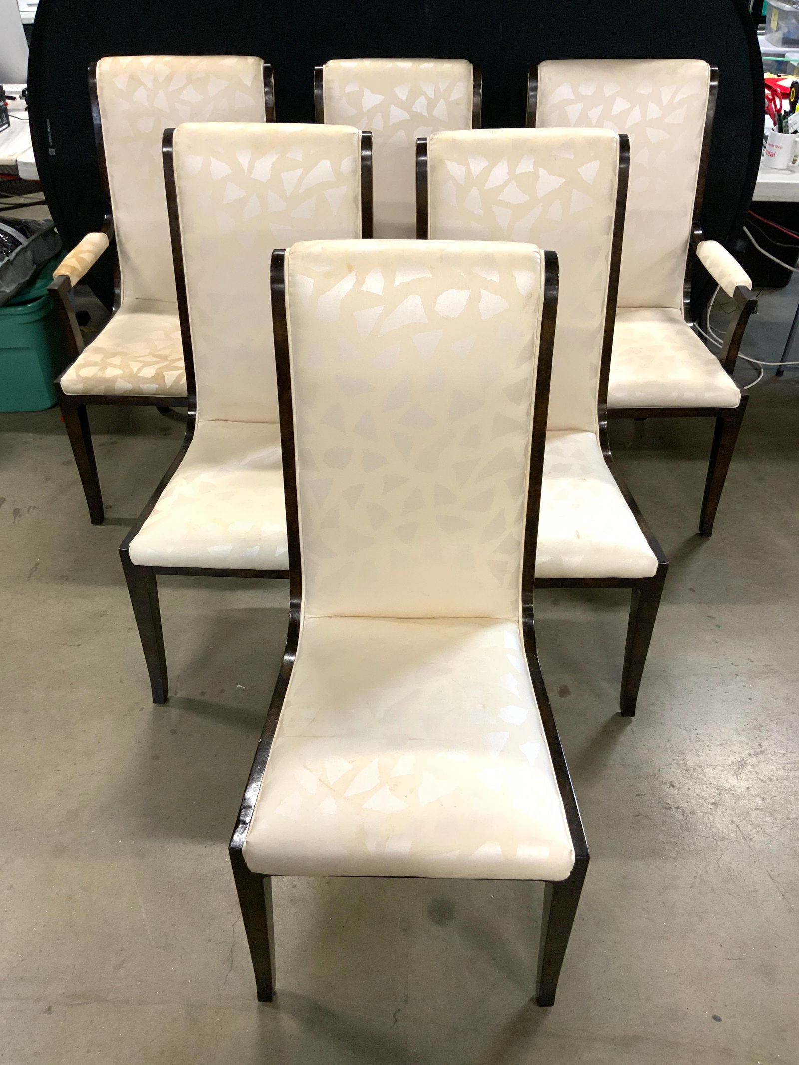 BAKER Set 6 Brass Inlay Uph Wooden Dining Chairs (1 of 12)