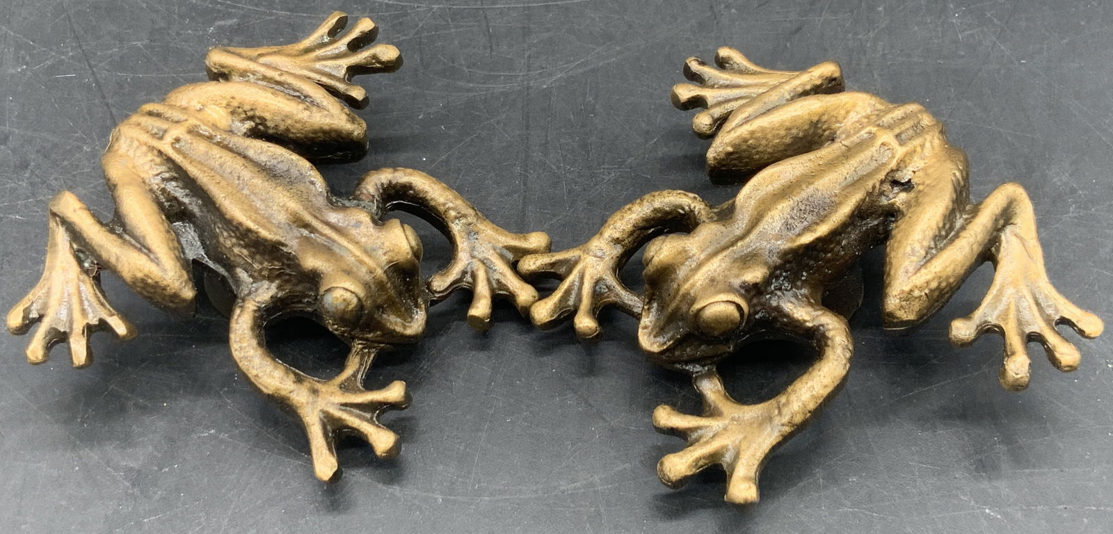 Pair SCULPTURE SETS Signed Metal Frog Figurals (1 of 8)