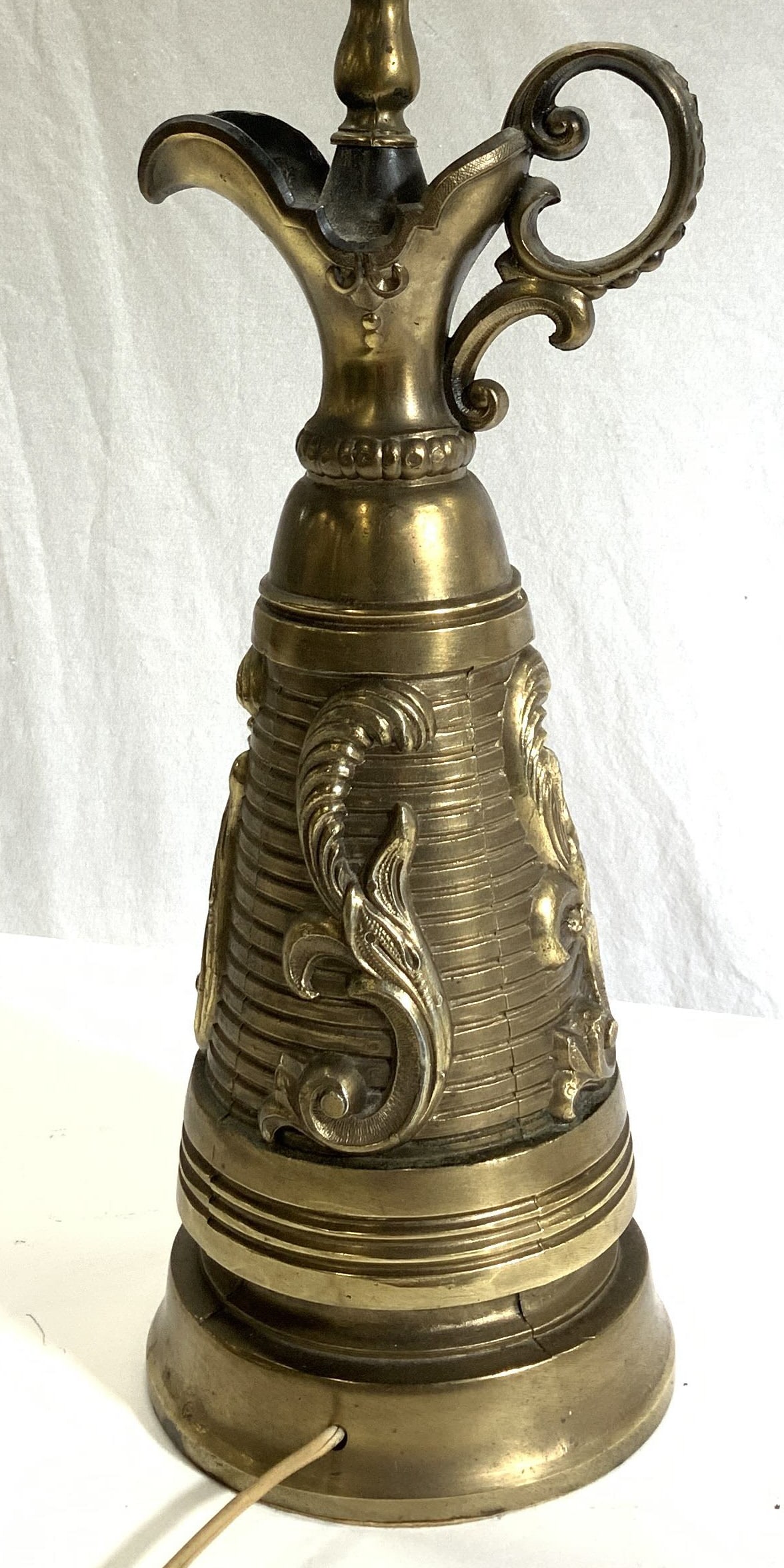 Mid Cent Brass Tone Metal Ewer Style Table Lamp (1 of 7)
