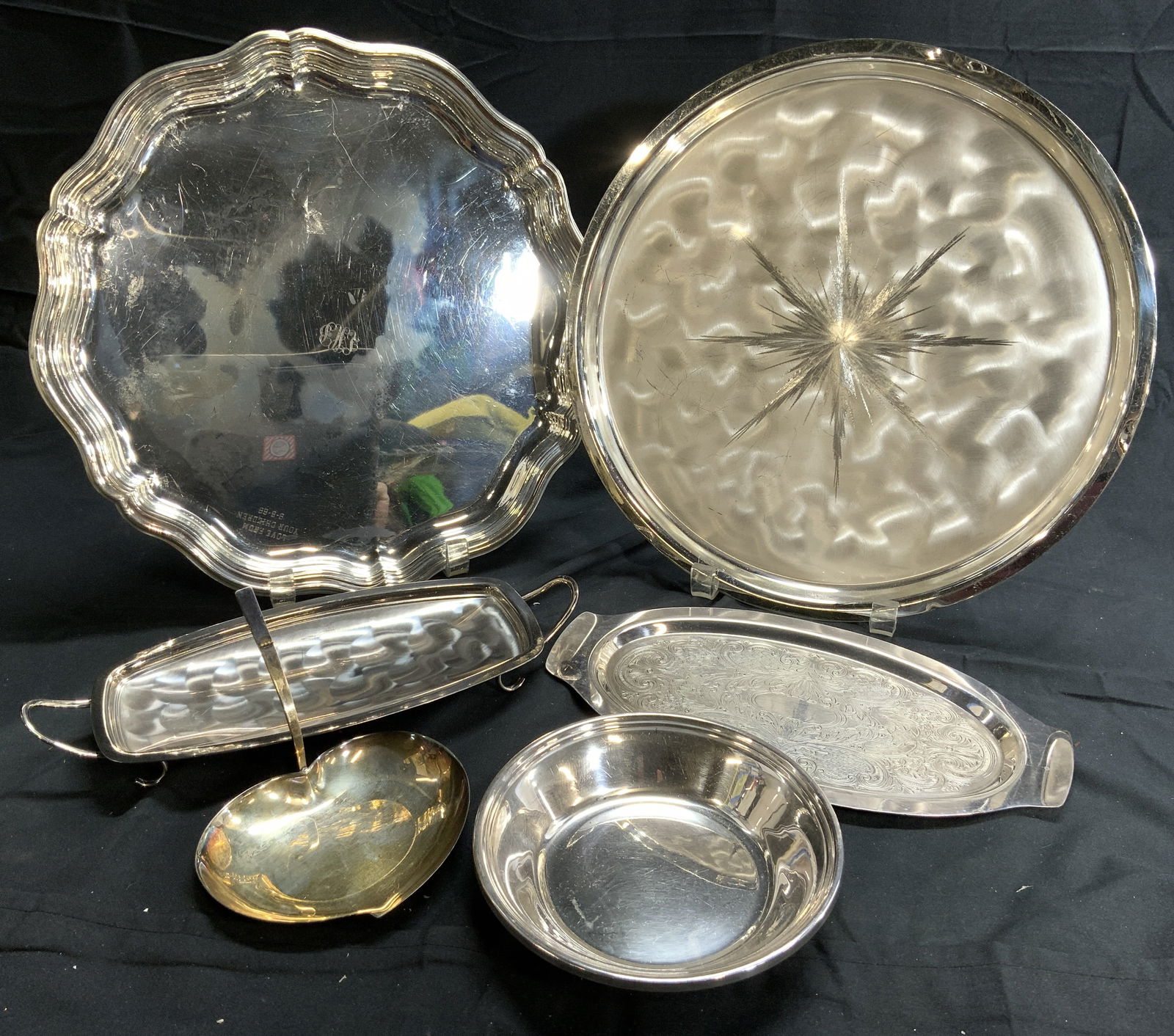 Lot 6 Assorted Metal Serving Trays & More (1 of 10)