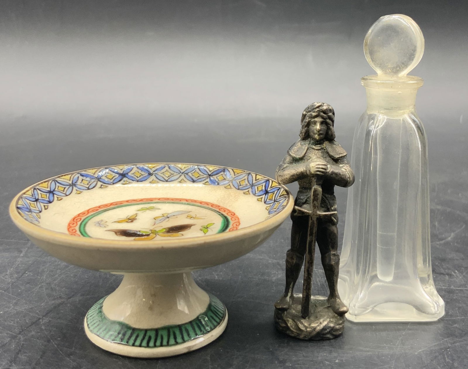 Lot 3 Vntg Perfume Bottle, Figural & Trinket Dish (1 of 8)