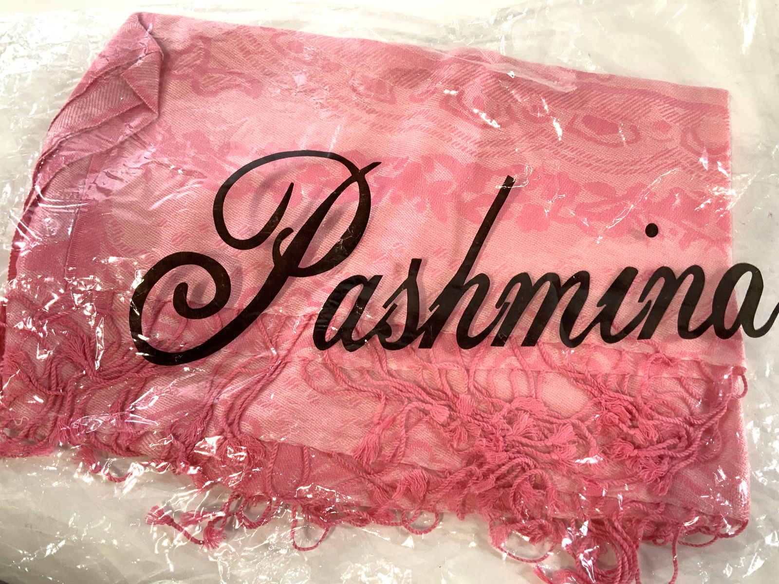Pashmina Pink Silk/ Cashmere Shawl, New In Package (1 of 6)