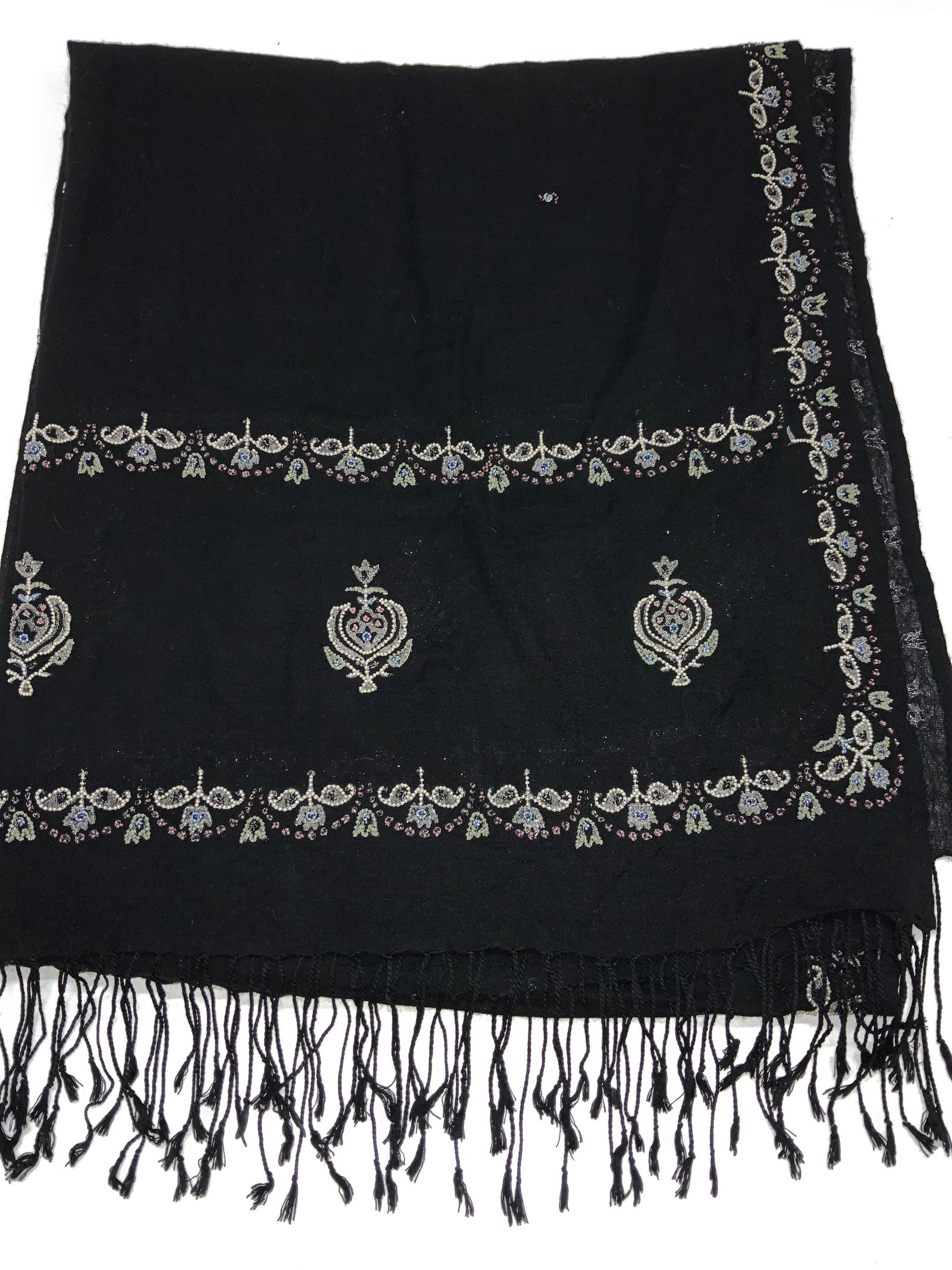 Megan Park Pashmina & Silk Beaded Shawl INDIA (1 of 7)