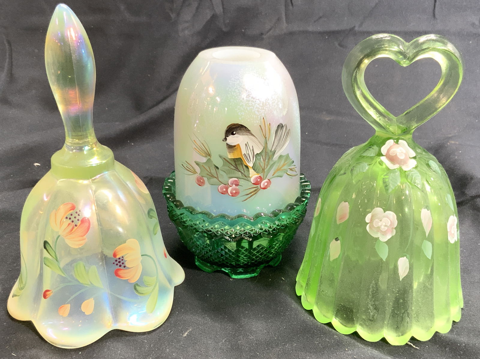 FENTON 3 Hand Painted Art Glass Accessories (1 of 8)