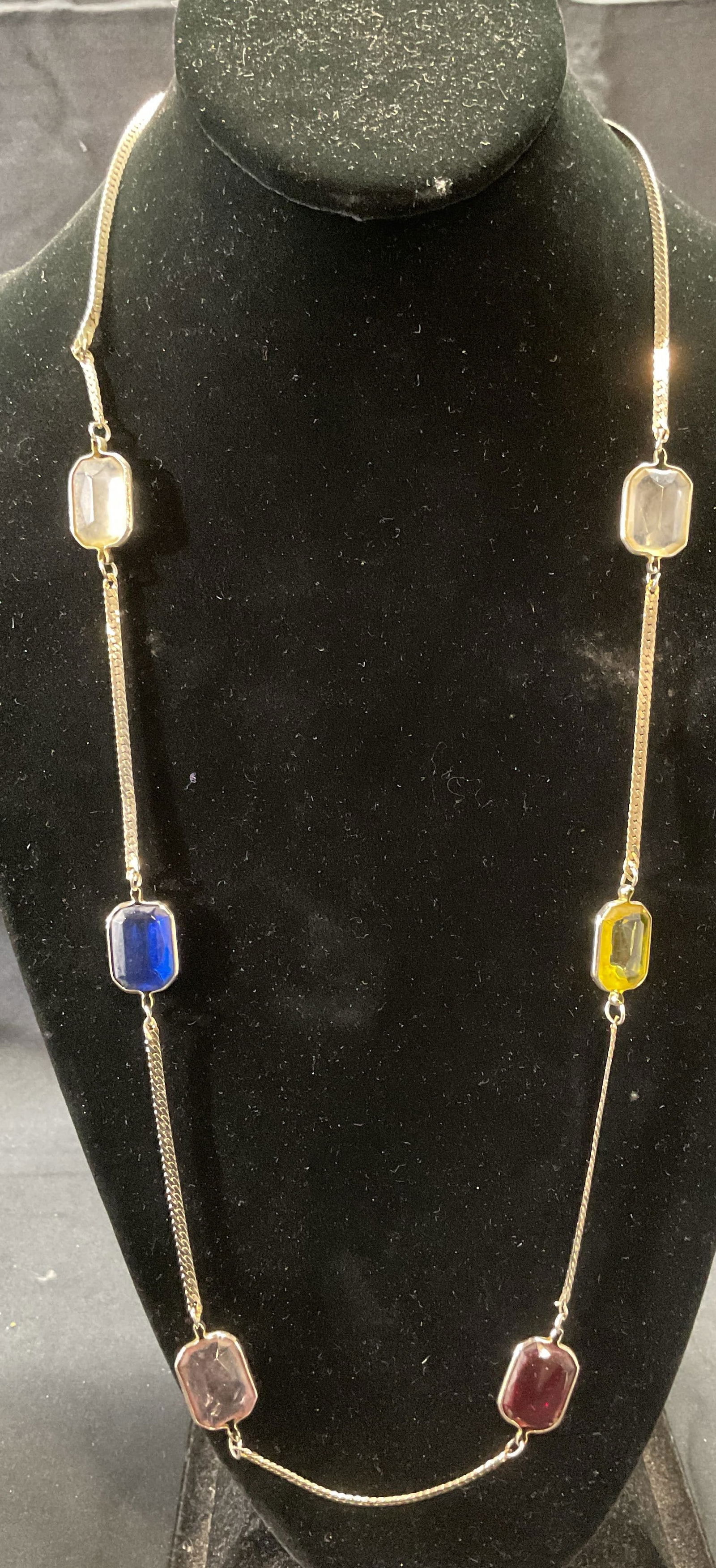 Vintage Silver Tone Multicolor Crystal Necklace (1 of 7)