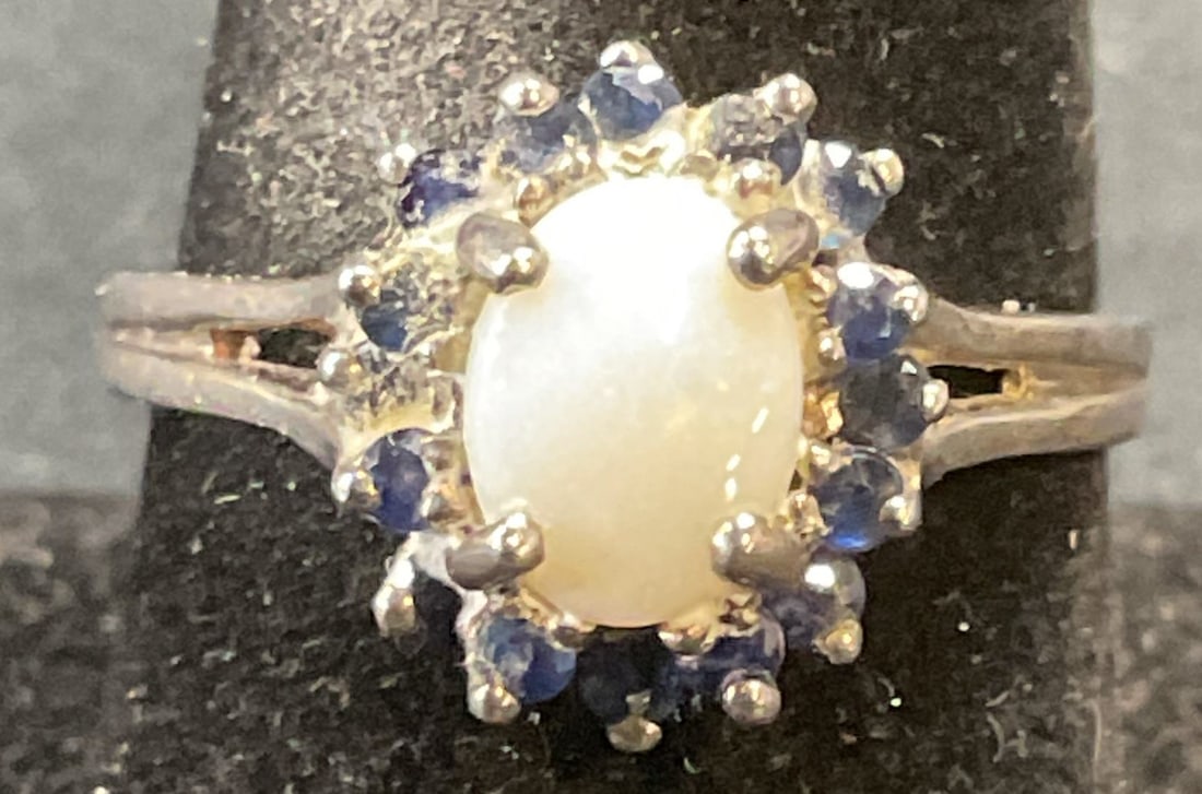 Sterling Silver Moonstone & Spinel Ring (1 of 6)