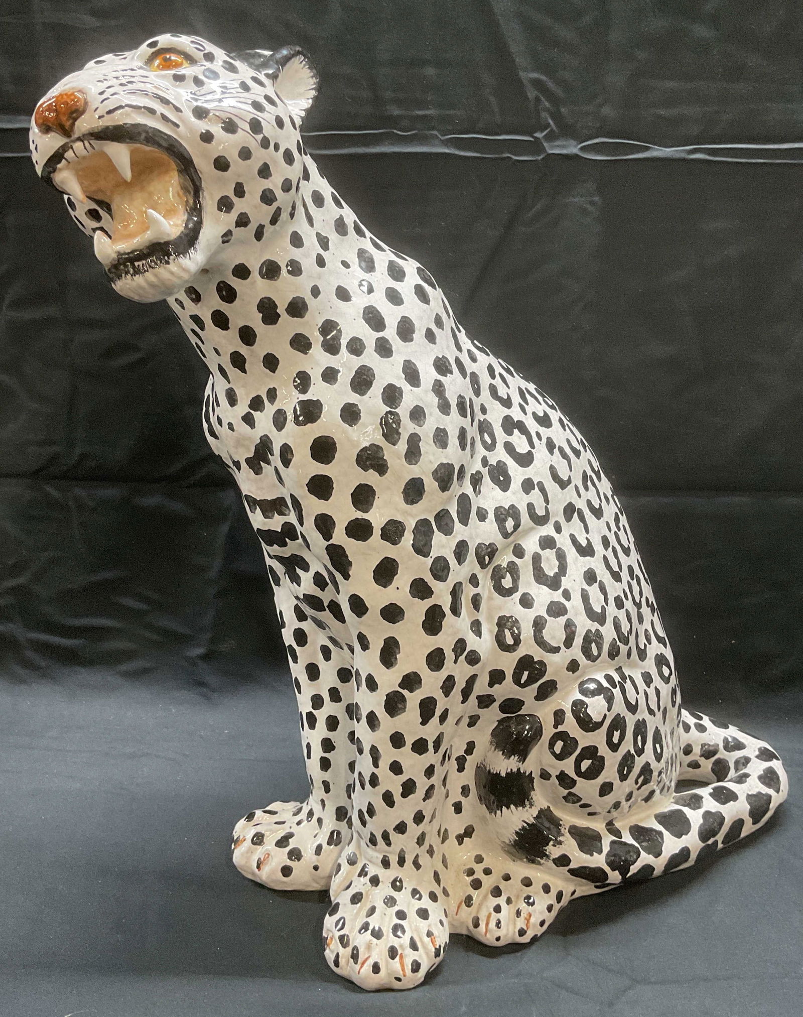Vntg Ceramic Snow Leopard Figural, 18 In. Tall (1 of 6)