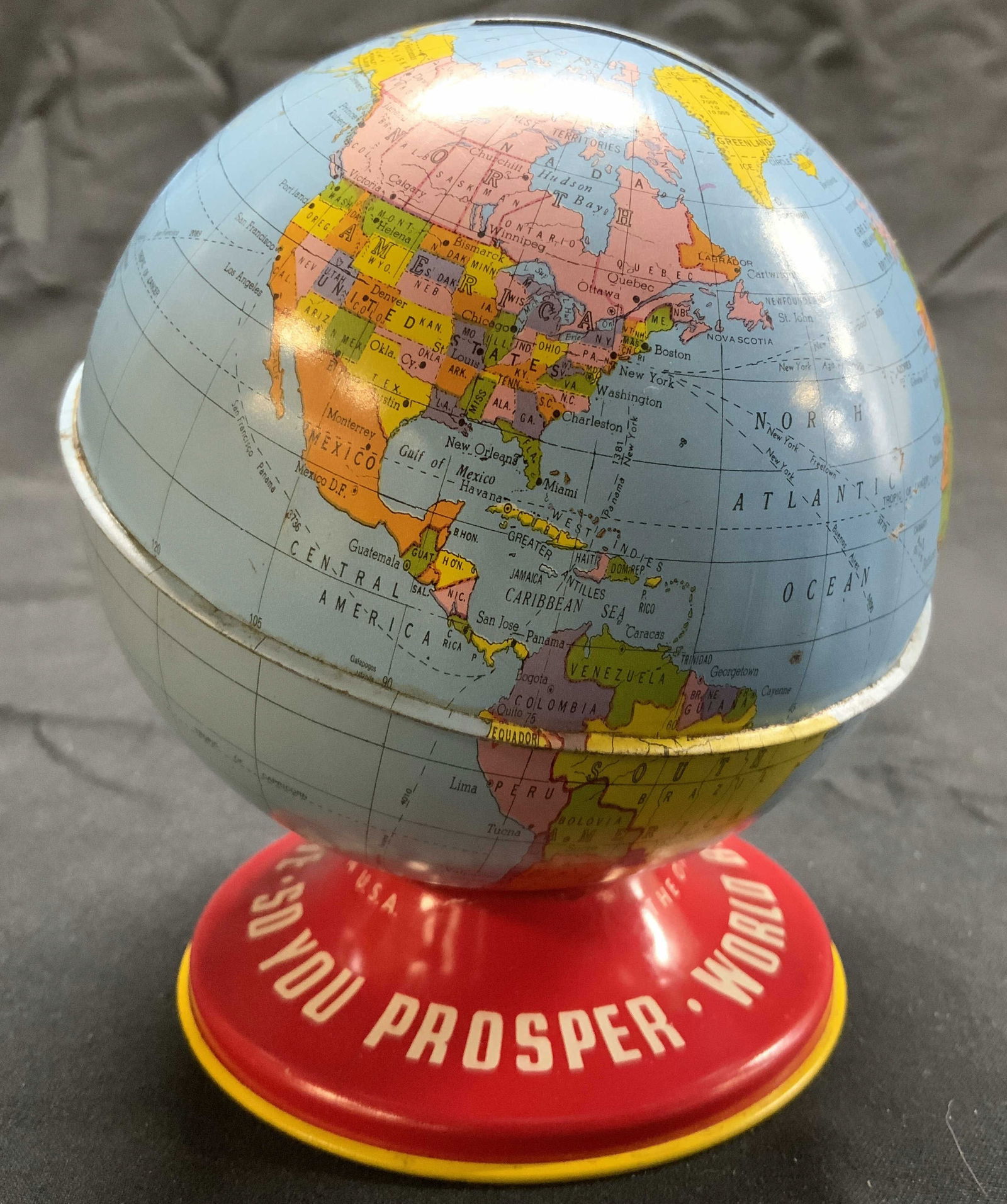 OHIO ART CO World Bank Metal Globe Coin Bank (1 of 6)