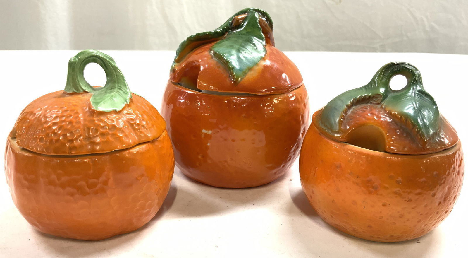 Lot 3 Porcelain Citrus Marmalade Jars W Lids (1 of 8)