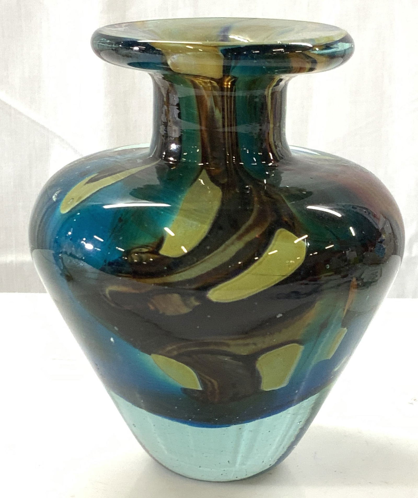 MOLINA Signed Art Glass Vase (1 of 6)