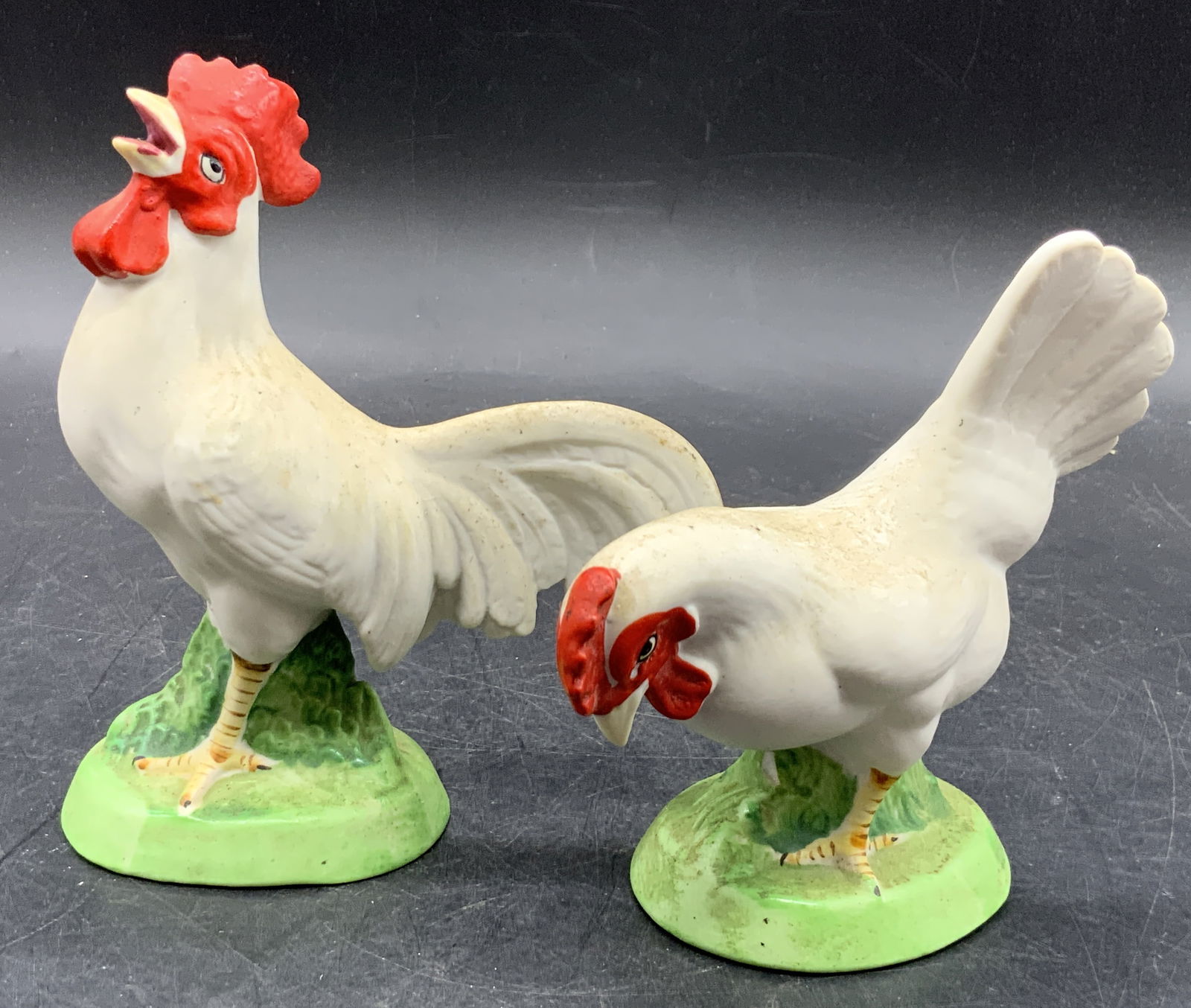 Pair Vintage Hand Painted Ceramic Chicken Figurals (1 of 9)