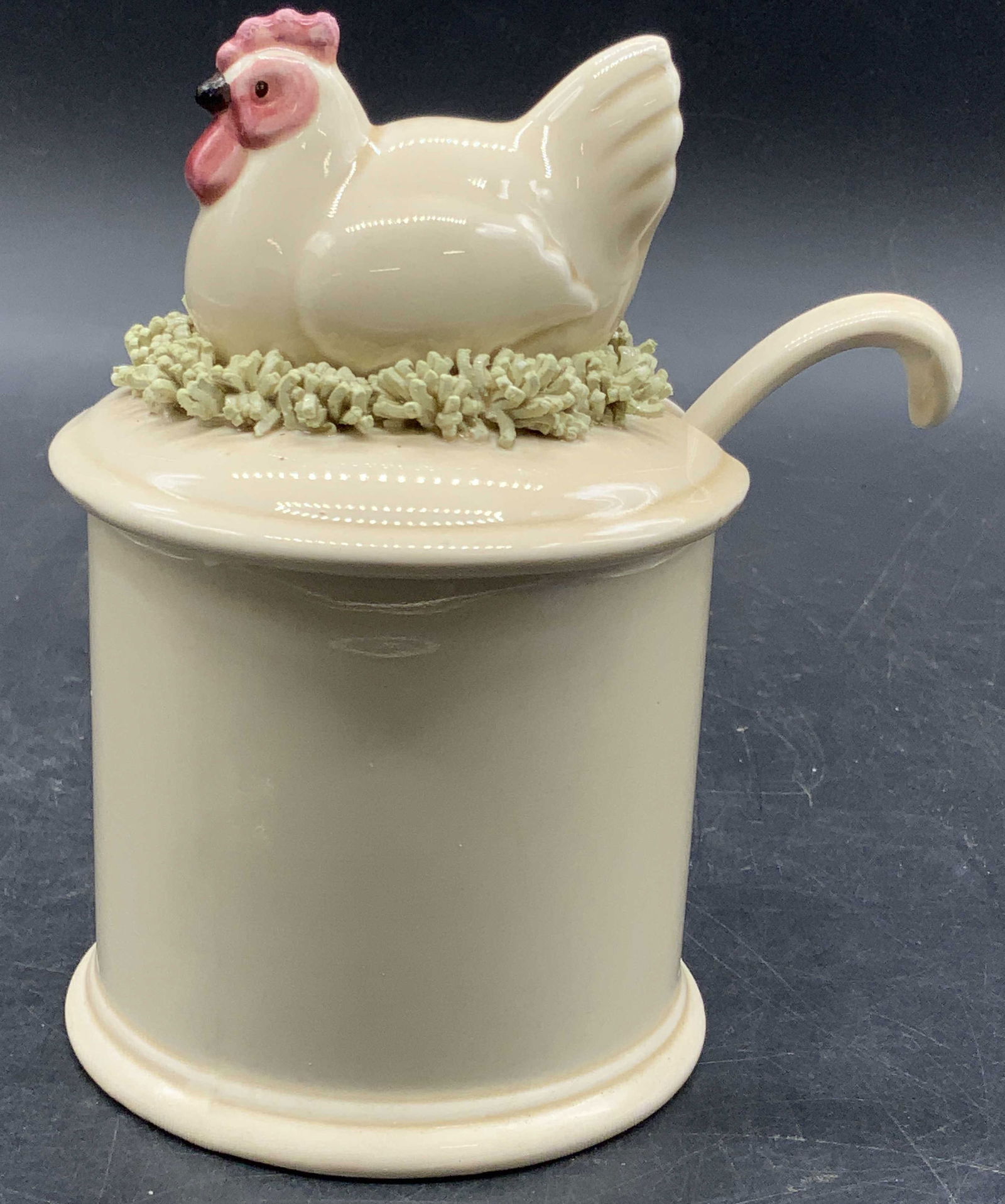 FITZ & FLOYD Ceramic Chicken Sugar Bowl W/ Spoon (1 of 9)