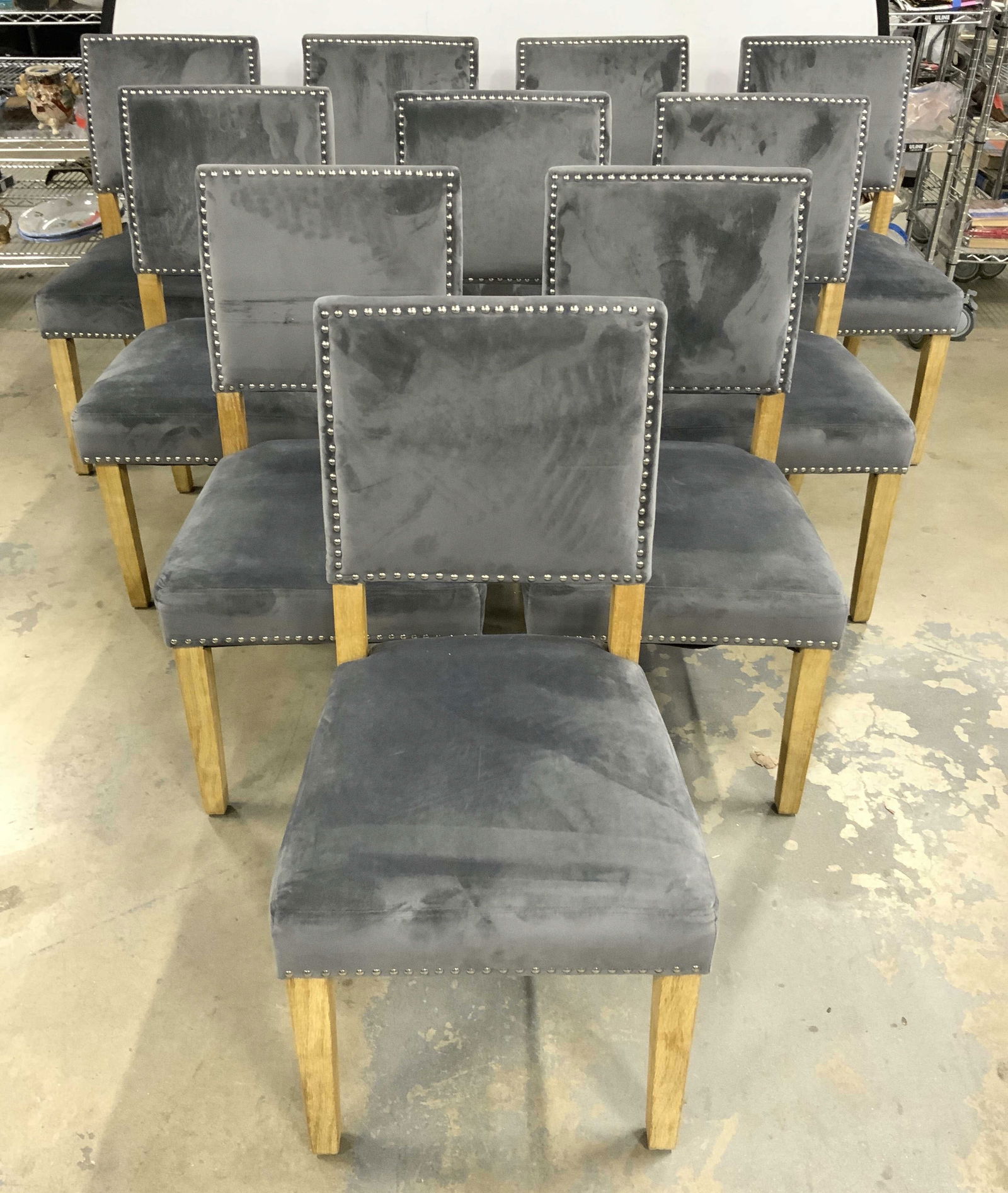 MODWAY INC Set 10 Dining Chairs Grey (1 of 11)