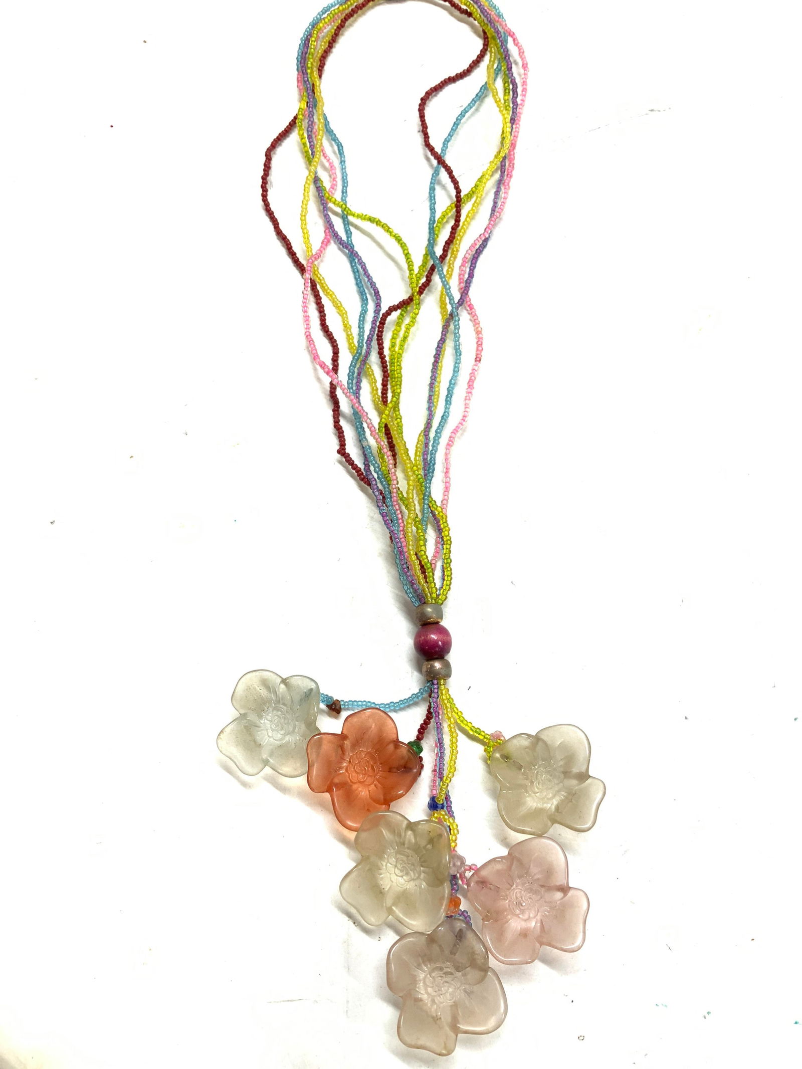 Handmade Seed Bead Necklace, Flower Pendants (1 of 6)