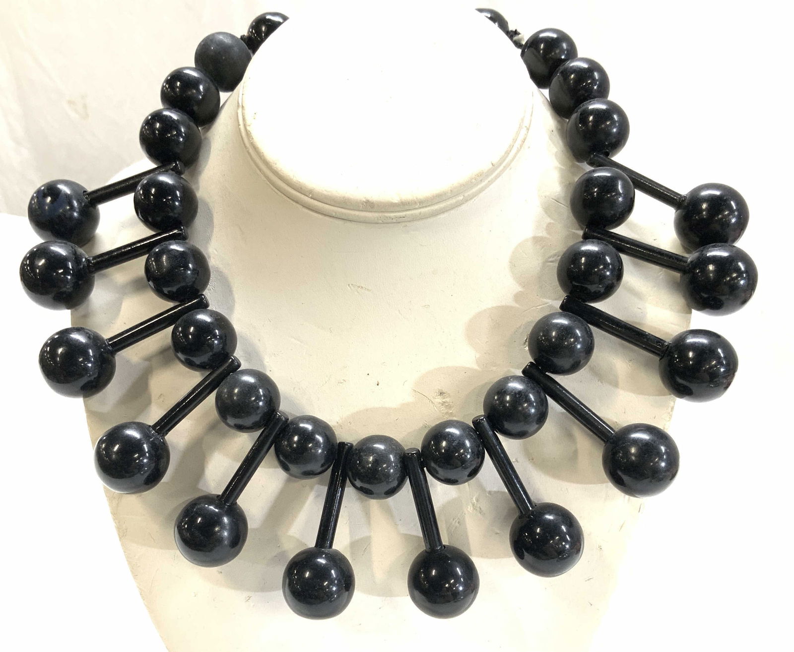 Handmade Black Bead Bib Necklace (1 of 6)
