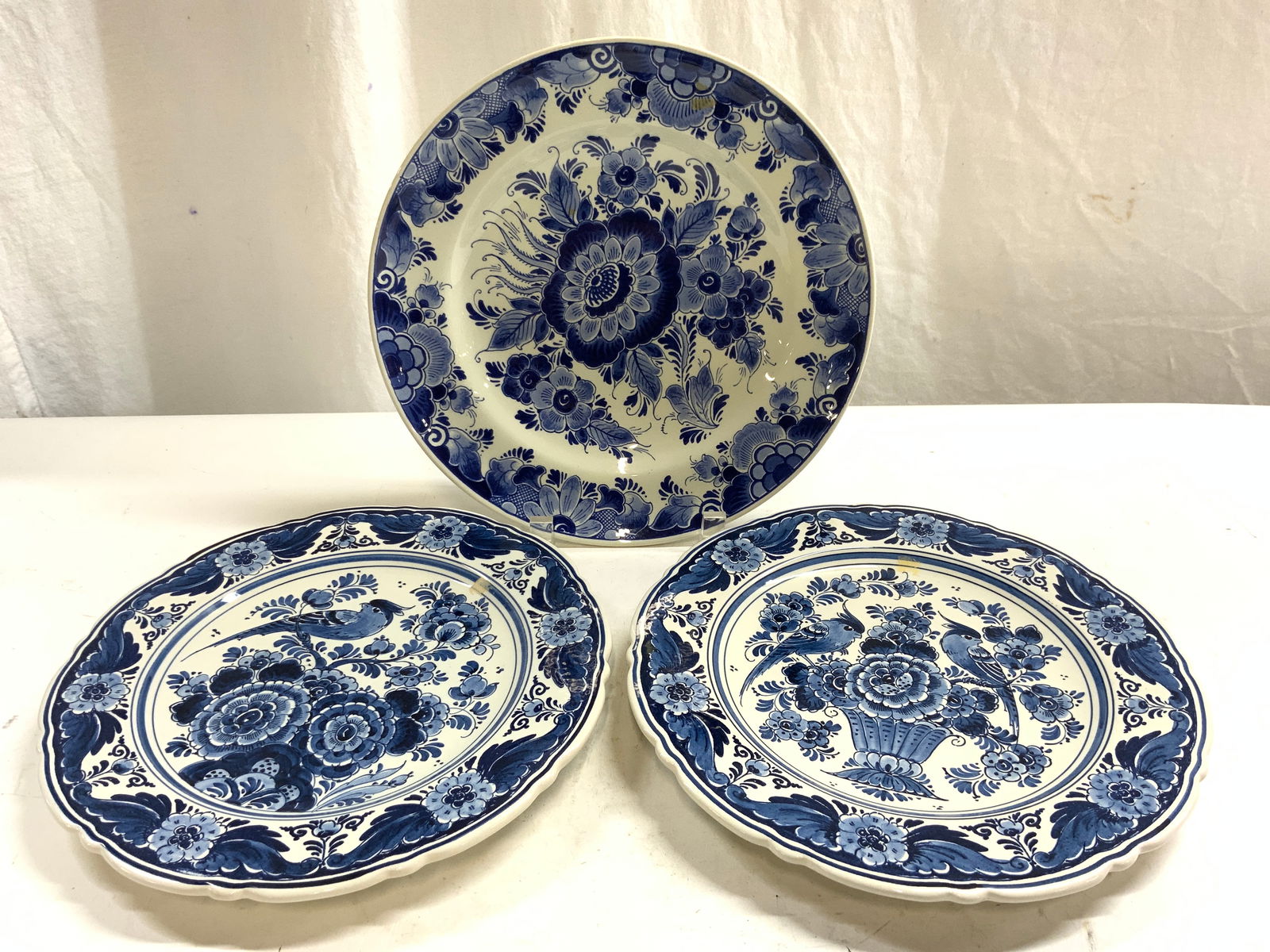 DELFT Lot 3 Hand Painted Porcelain Plates (1 of 8)