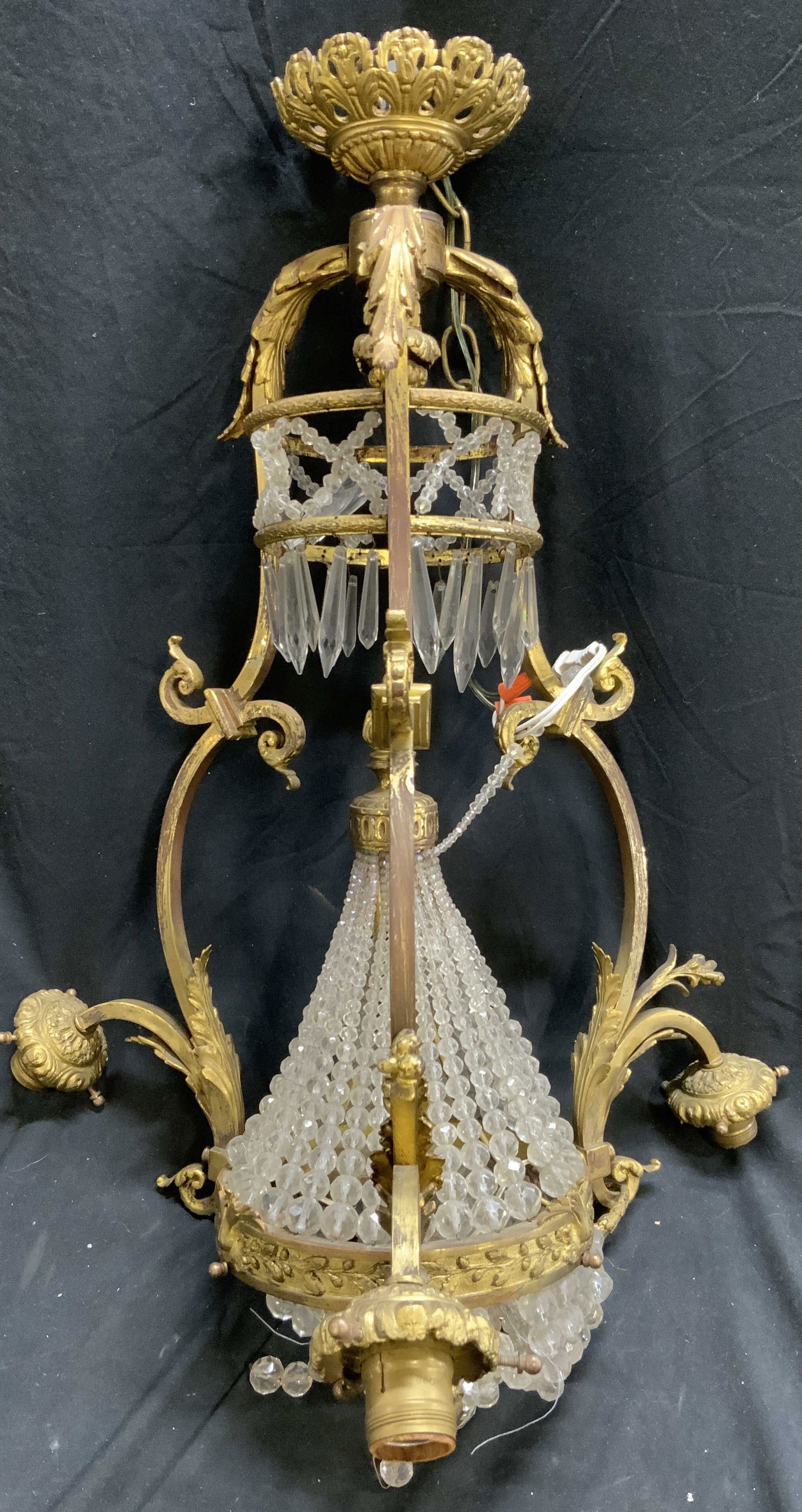 Art Nouveau Gilt Metal Torchiere Chandelier (1 of 9)
