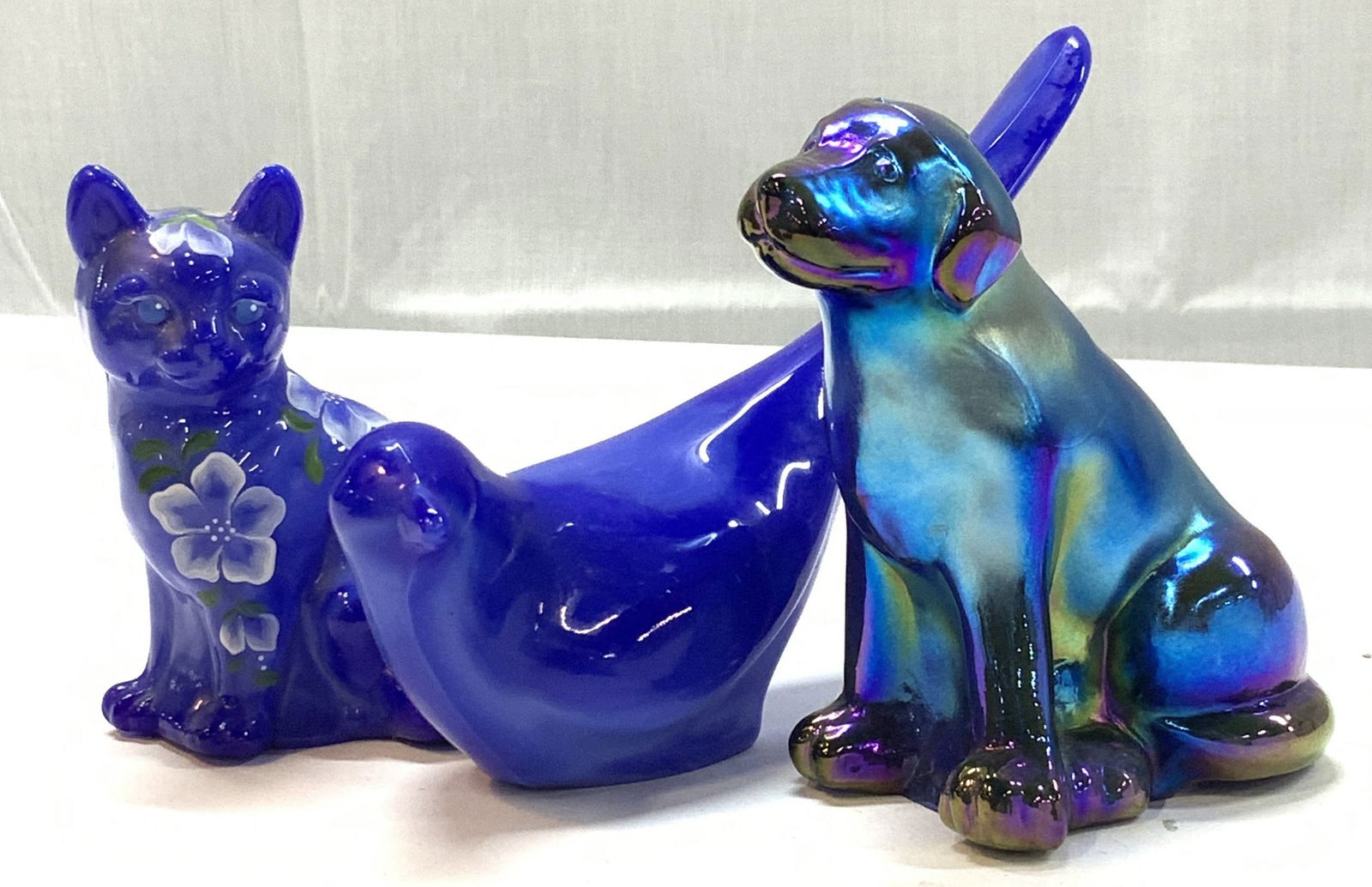 Handmade Fenton Bird, Cat, & Dog Figurals, USA (1 of 7)