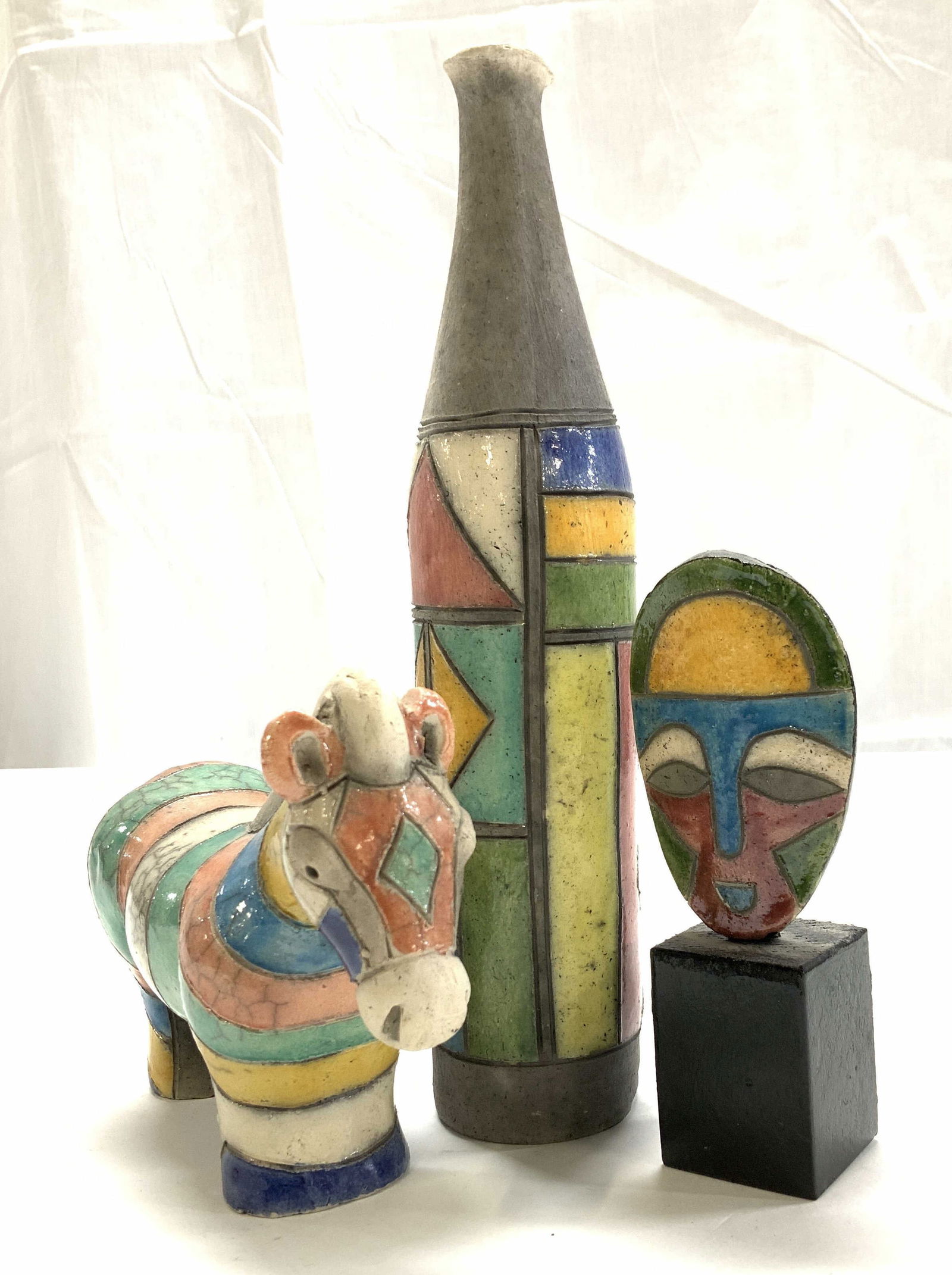 3 South African Handmade Ceramic Donkey, Bottle + (1 of 7)