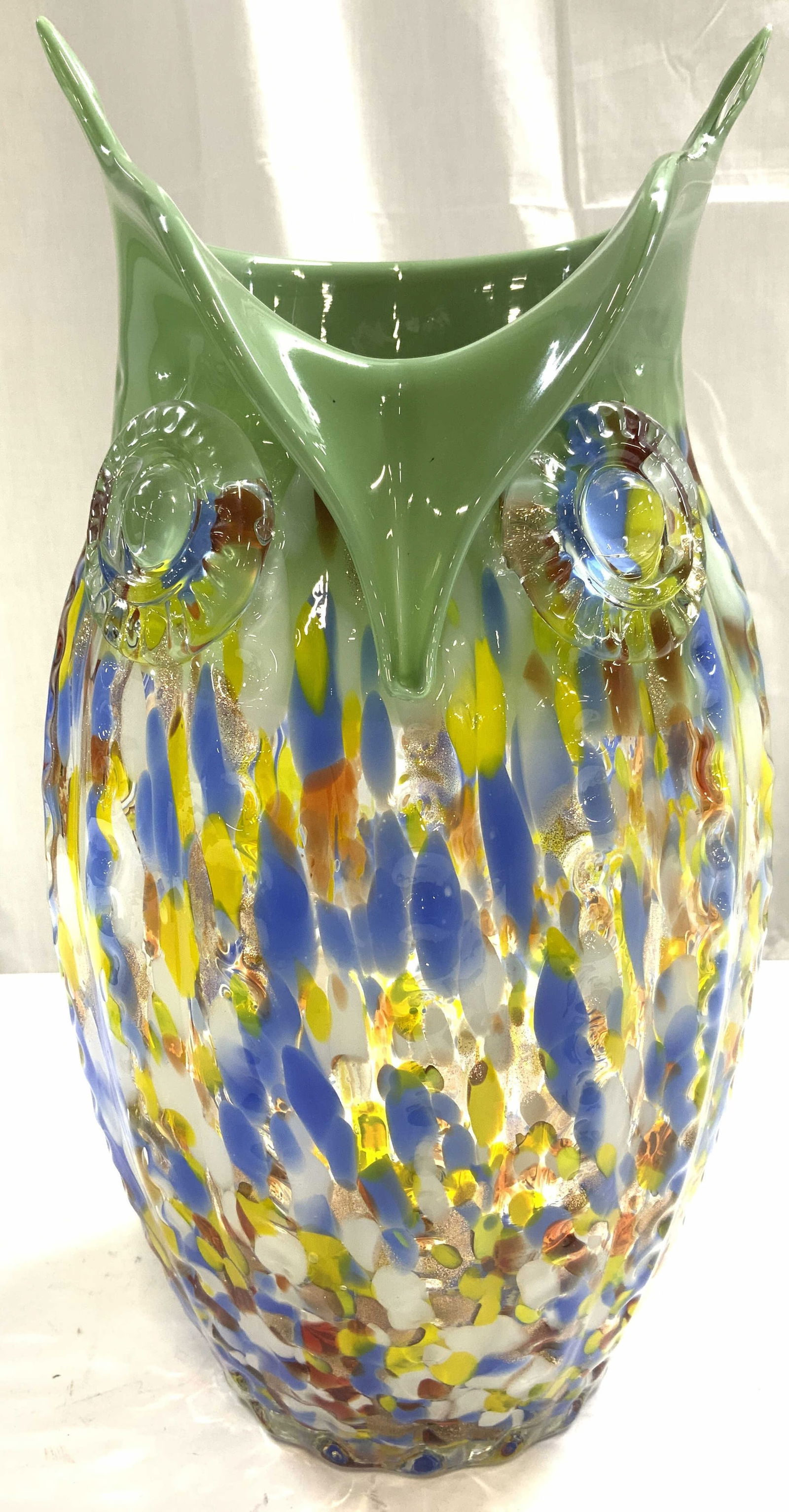 Hand Blown Art Glass Owl Vase 14in (1 of 8)