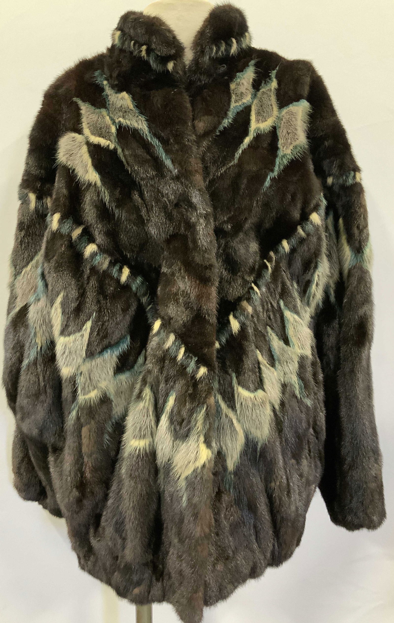 Native American Style Mink Coat w Dyed Fox Fur (1 of 13)