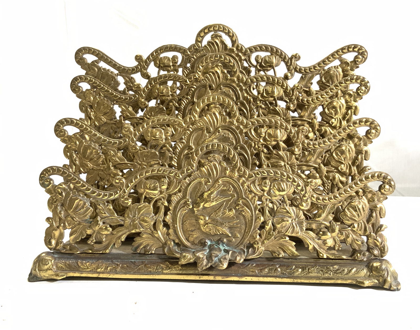 French Antique Gilt Brass Letter Holder, c. 1900s (1 of 9)