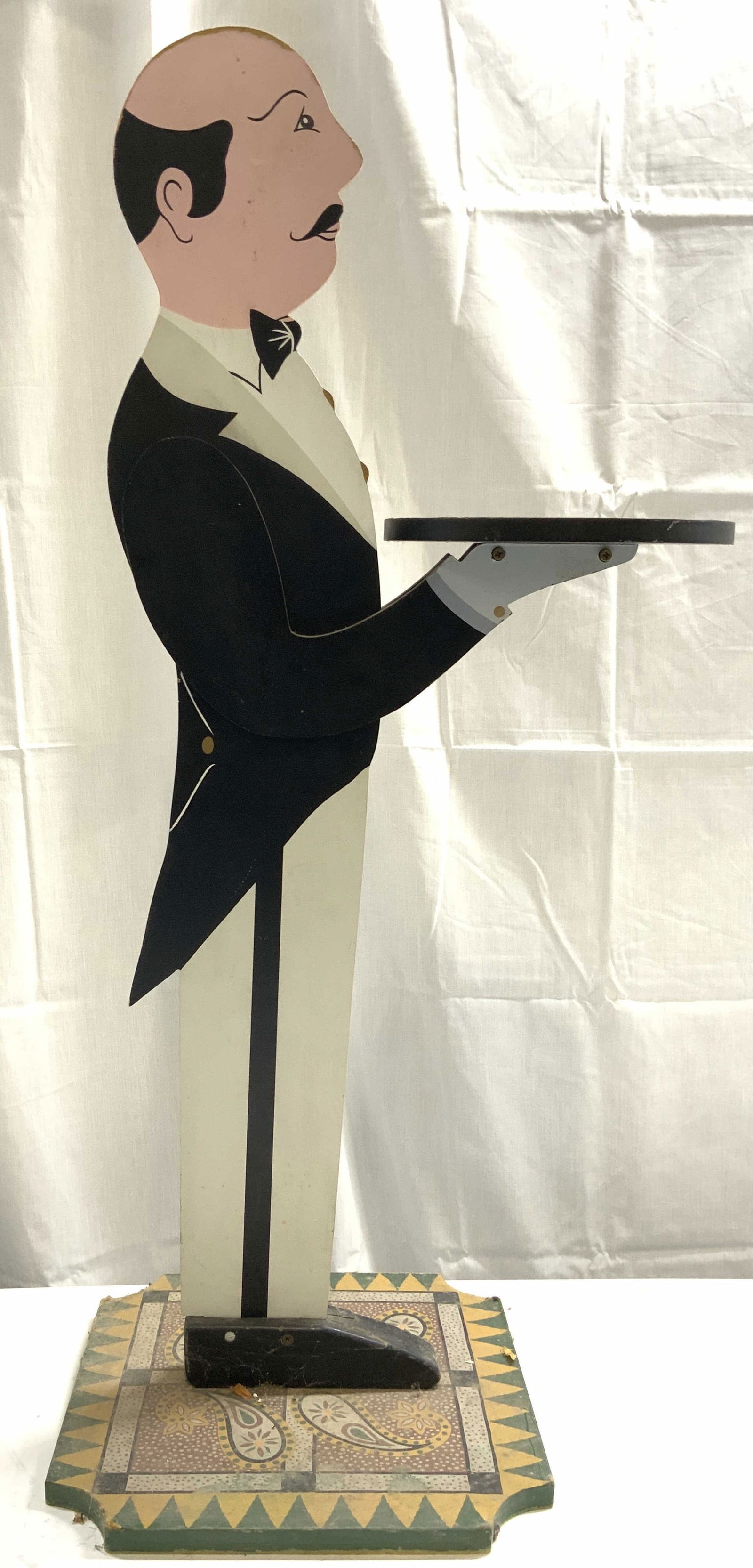 Antq Hand Painted Wooden Silent Butler Stand (1 of 8)