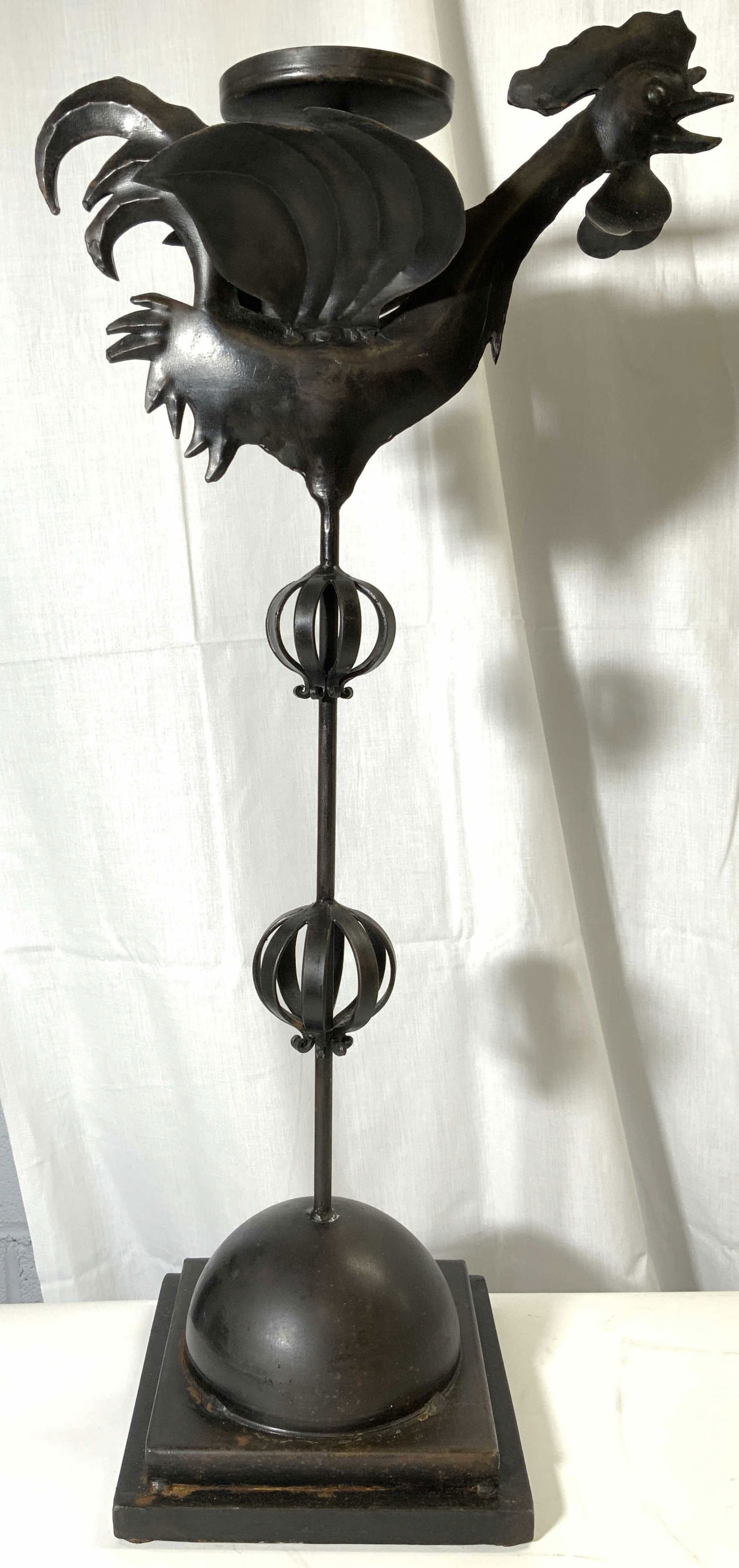 MACKENZIE CHILDS Metal Rooster Candlestick 29 in (1 of 9)