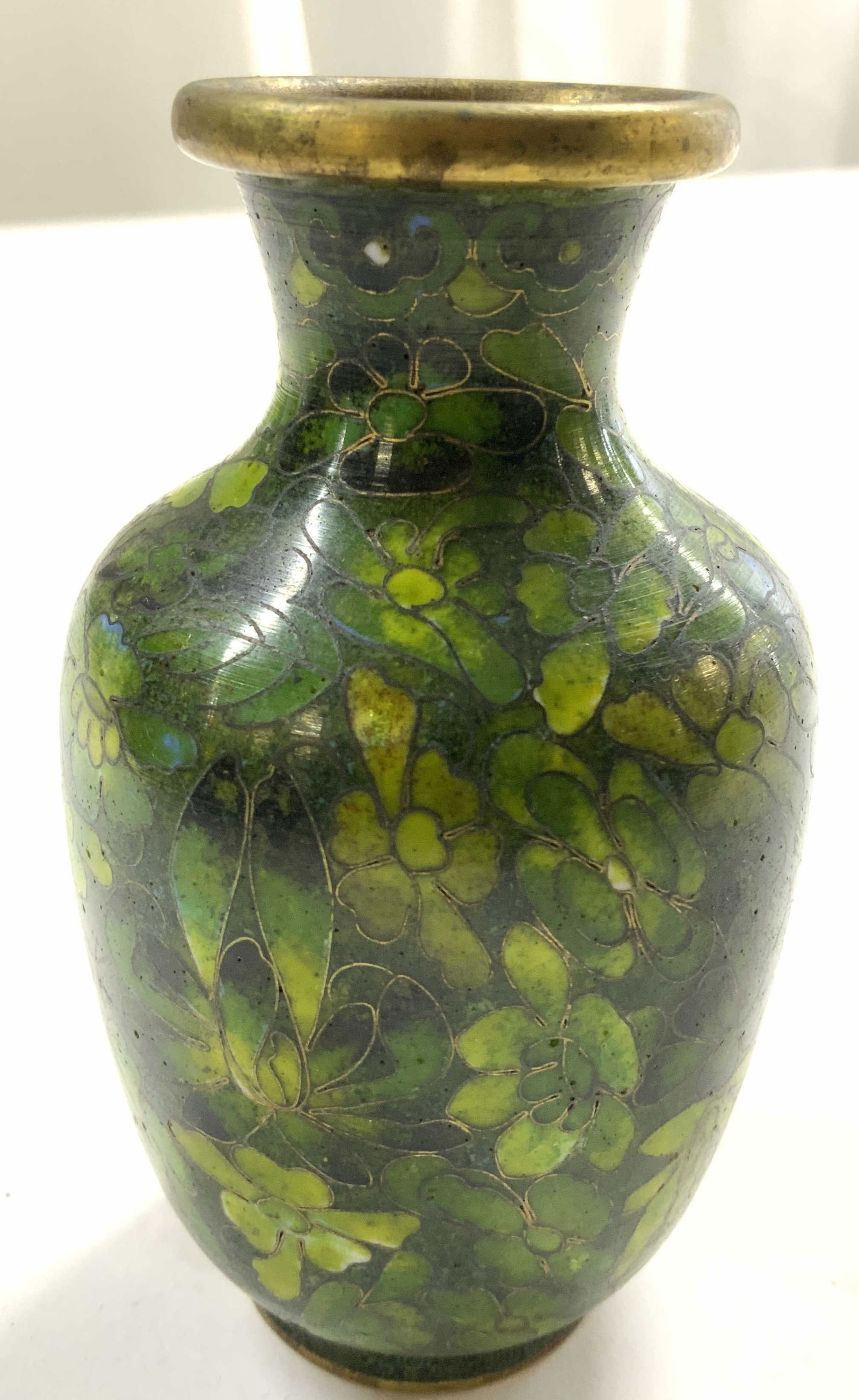 Vintage Asian Cloisonne Enamel Vase Green (1 of 8)