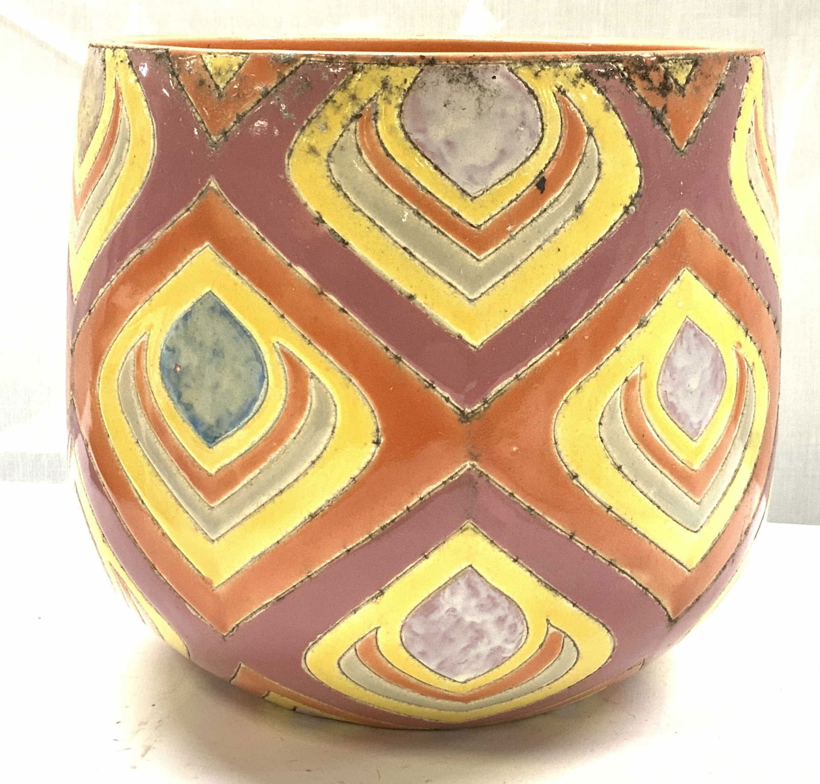 Mid Century Geometric Ceramic Planter Pot (1 of 6)
