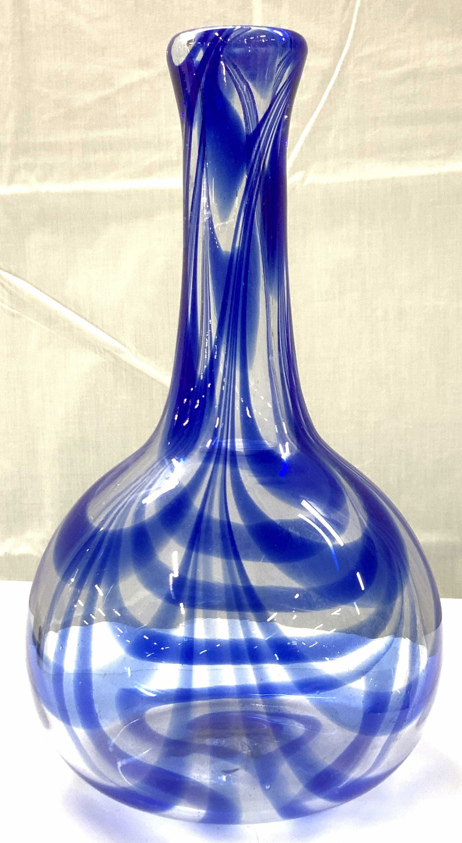 MMA Signed Cobalt & Clear Hand Blown Vase (1 of 6)