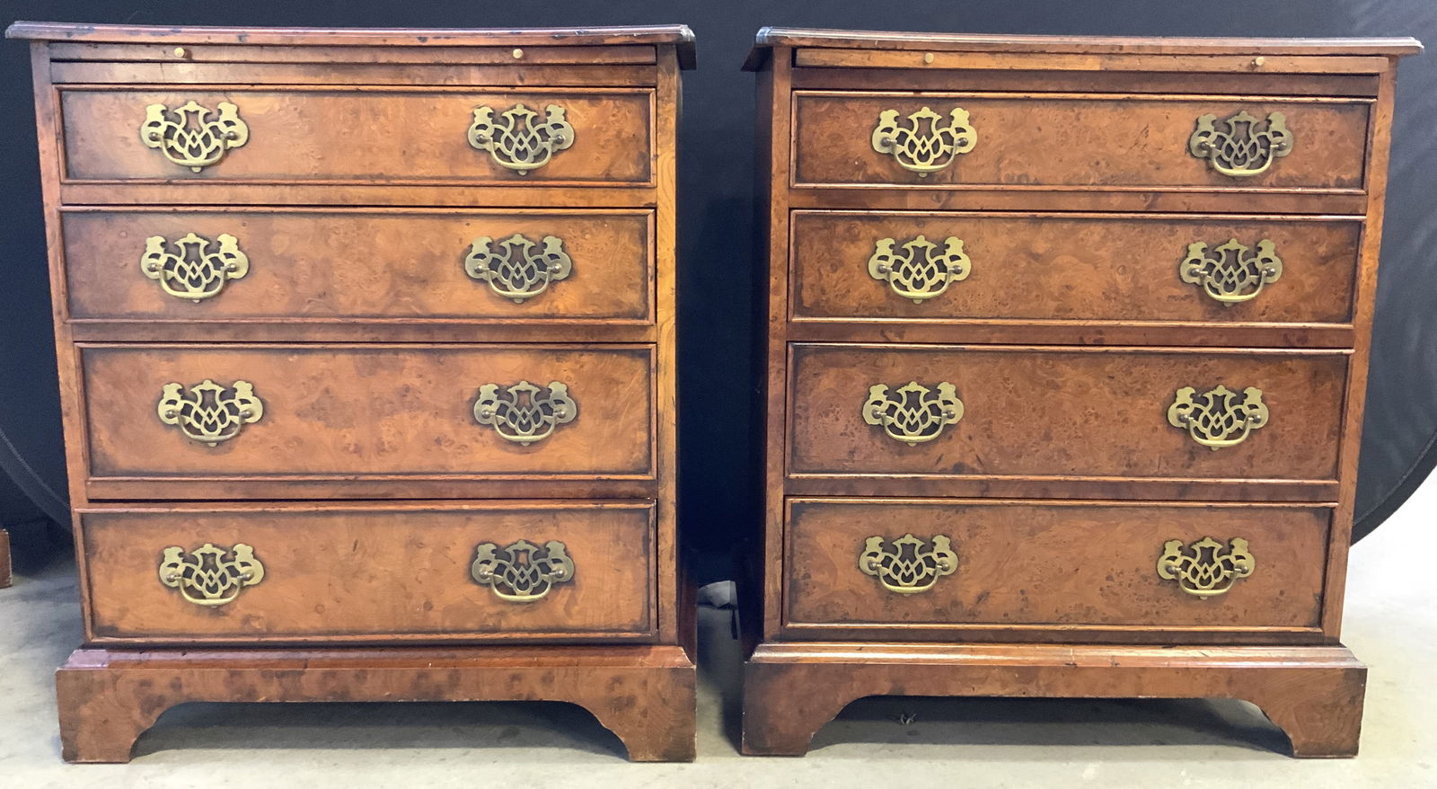 Pr Burlwood 4 Drawer Nightstands (1 of 9)